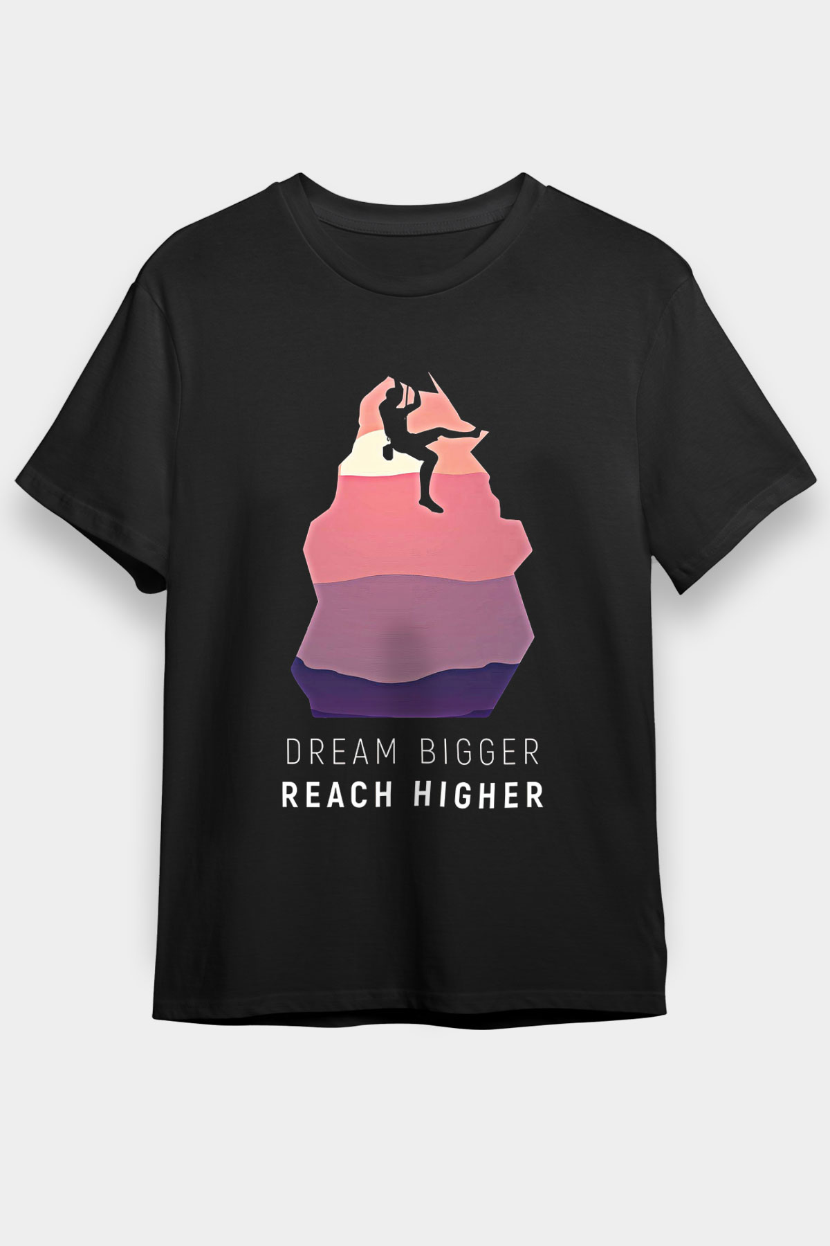 Dağcılık - Mountaineering Baskılı Unisex Siyah Tişört - Tshirt