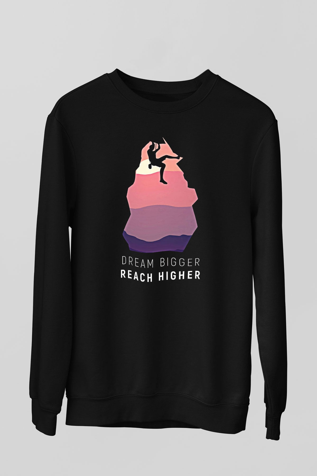 Dağcılık - Mountaineering Baskılı Unisex Siyah Sweatshirt