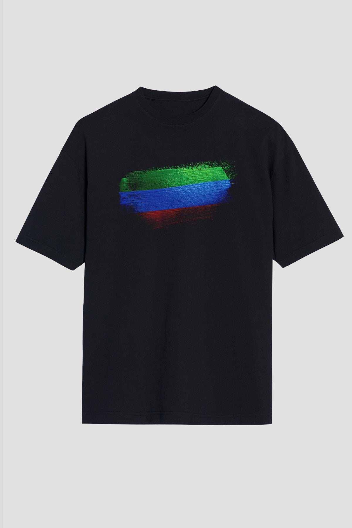Dağıstan - Republic Dagestan Bayrağı Baskılı Unisex Siyah Oversize Tişört