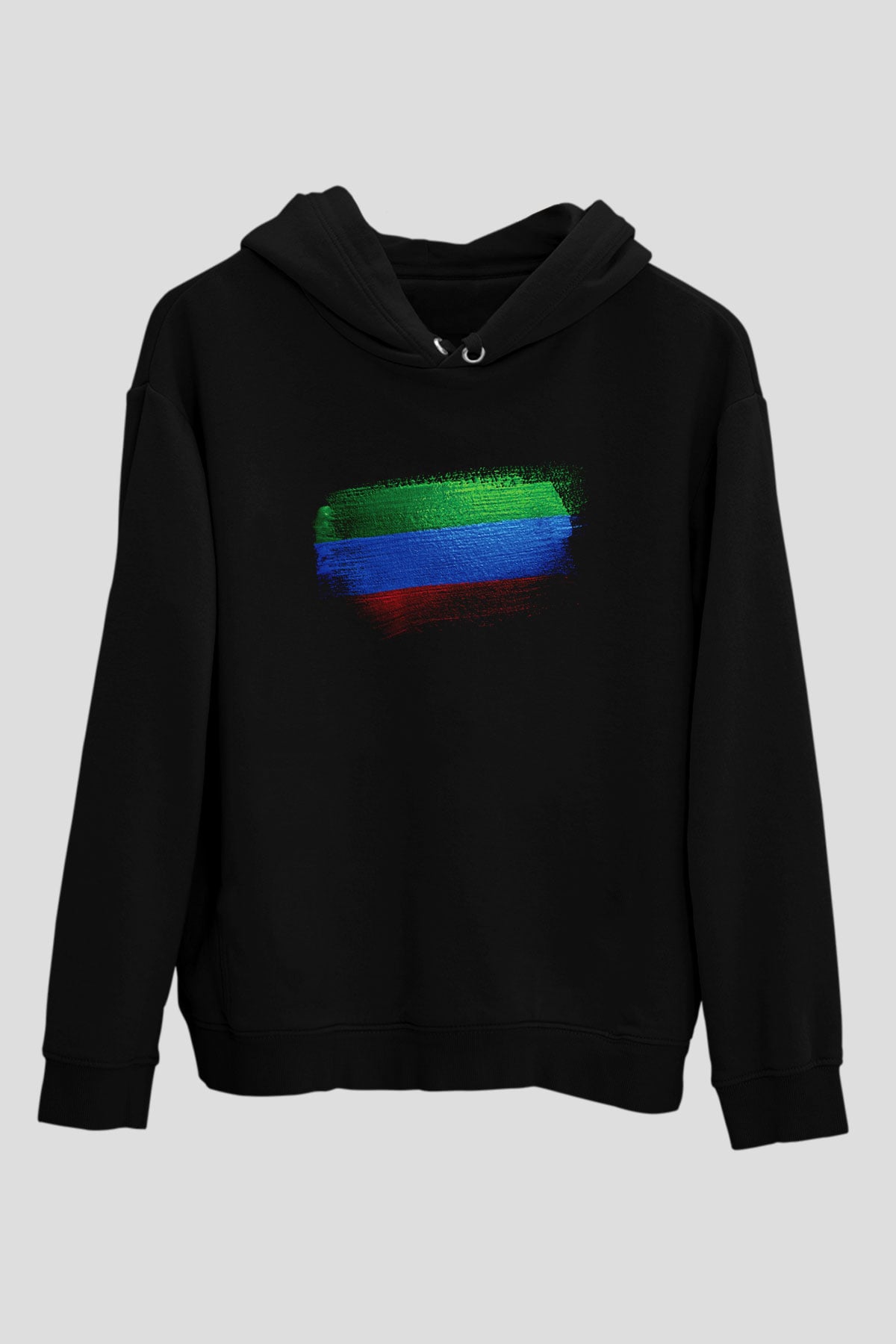 Dağıstan - Republic Dagestan Bayrağı Baskılı Unisex Siyah Hoodie