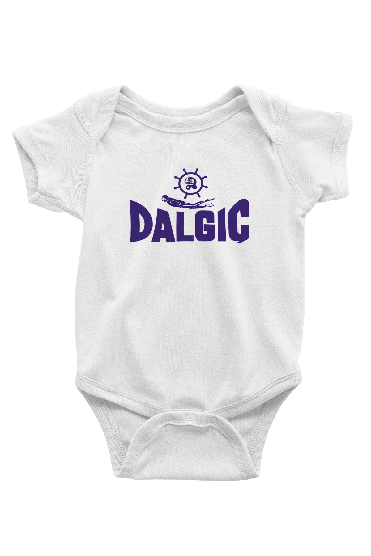 Dalgıç Baskılı Beyaz Unisex Bebek Body - Zıbın