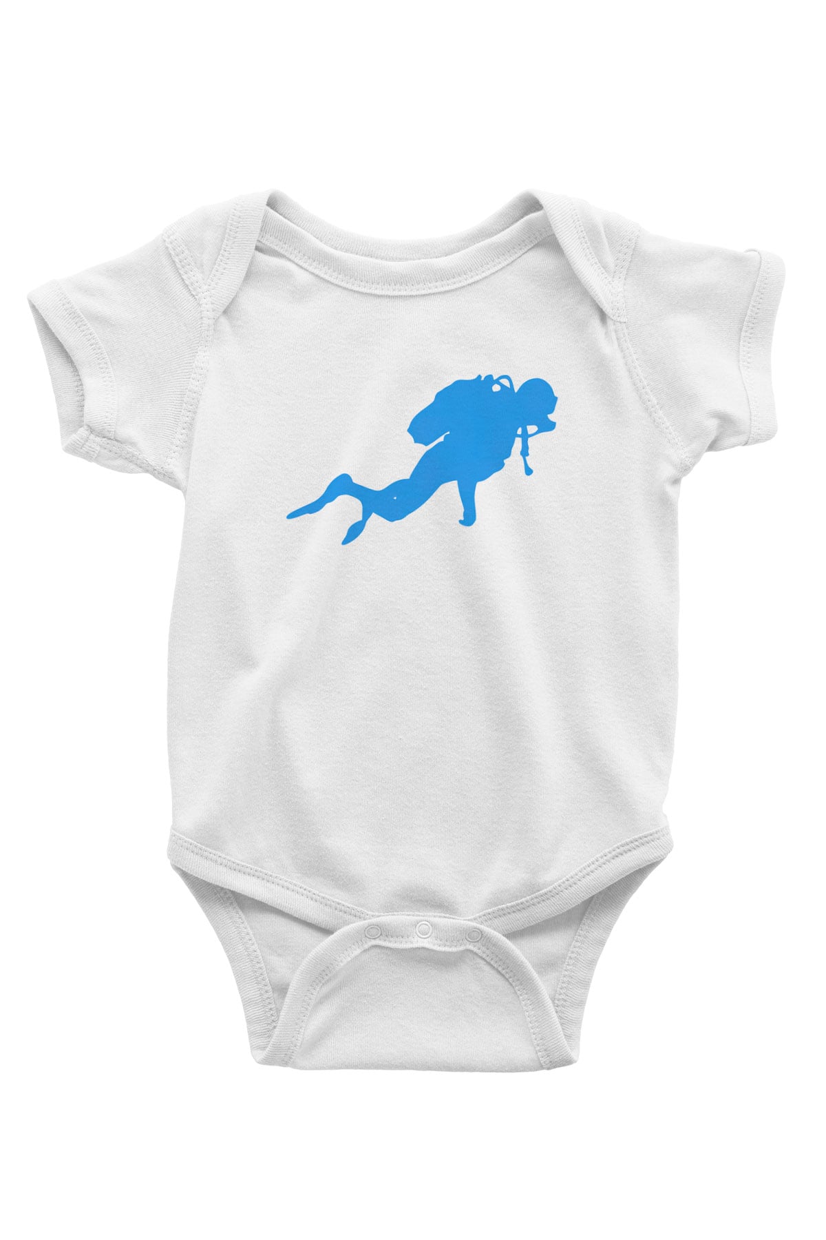 Dalgıç Baskılı Beyaz Unisex Bebek Body - Zıbın