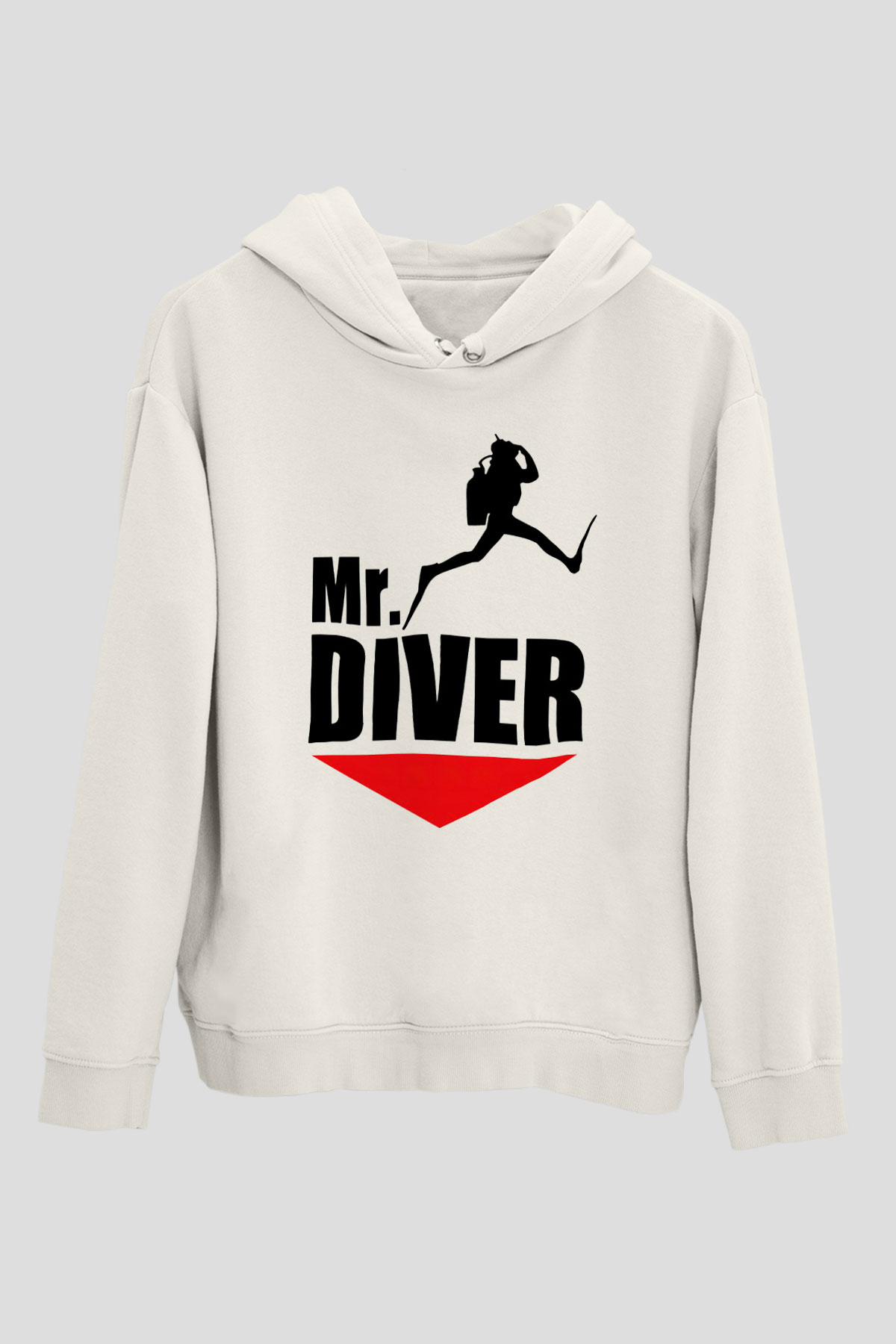 Dalgıç Beyaz Unisex Hoodie