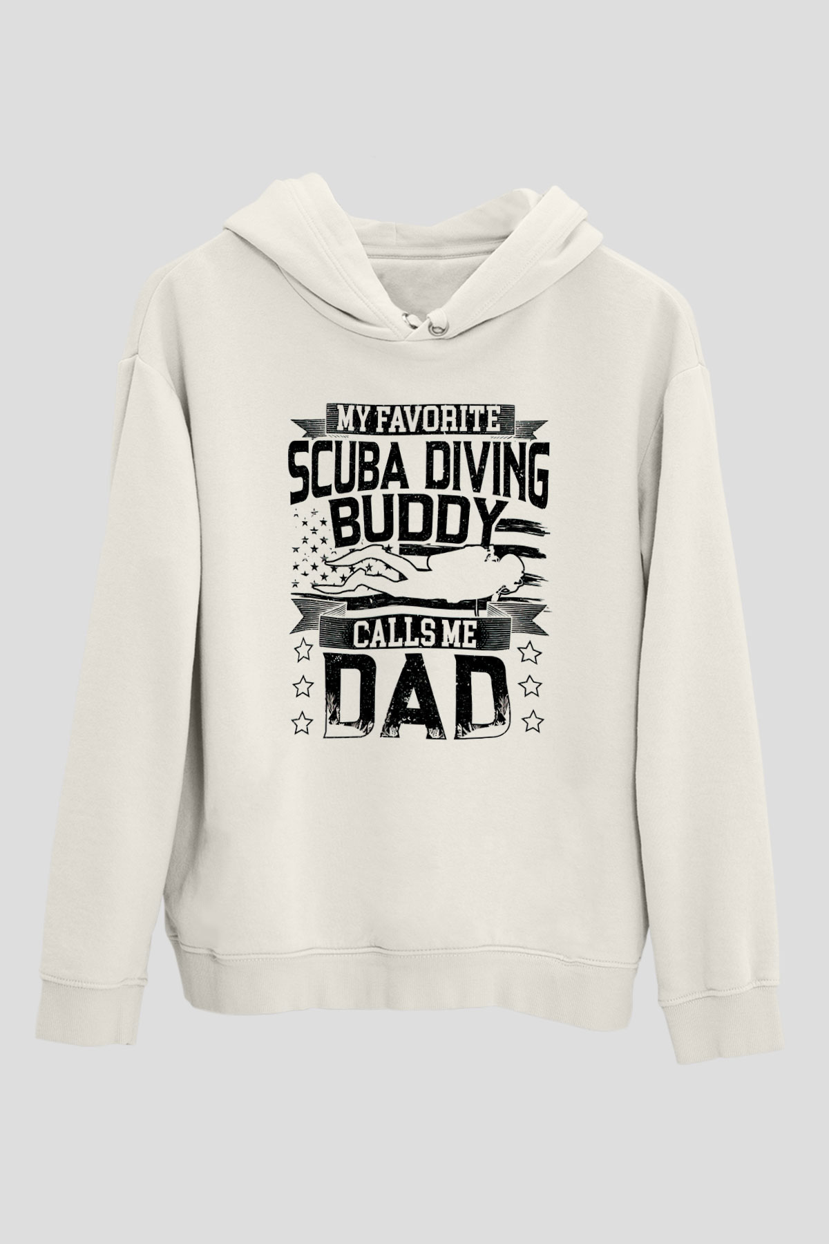 Dalgıç Beyaz Unisex Kapüşonlu Sweatshirt