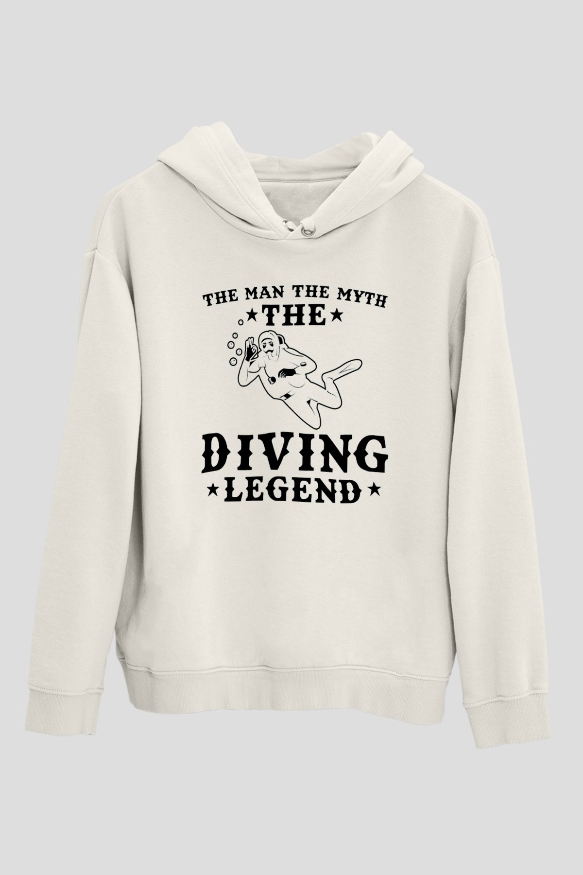 Dalgıç Beyaz Unisex Kapüşonlu Sweatshirt