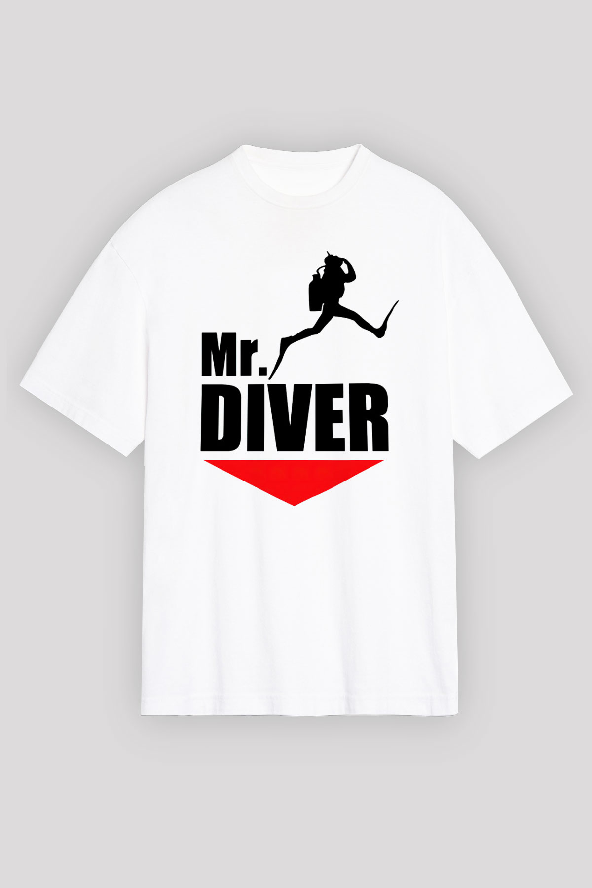 Dalgıç Beyaz Unisex Oversize Tişört T-Shirt