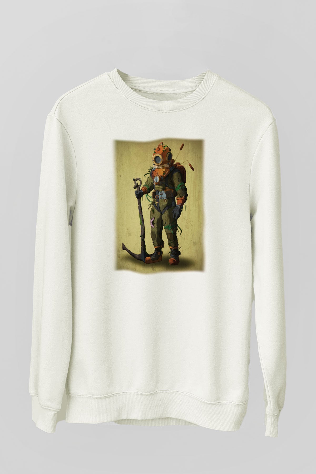 Dalgıç Beyaz Unisex Sweatshirt