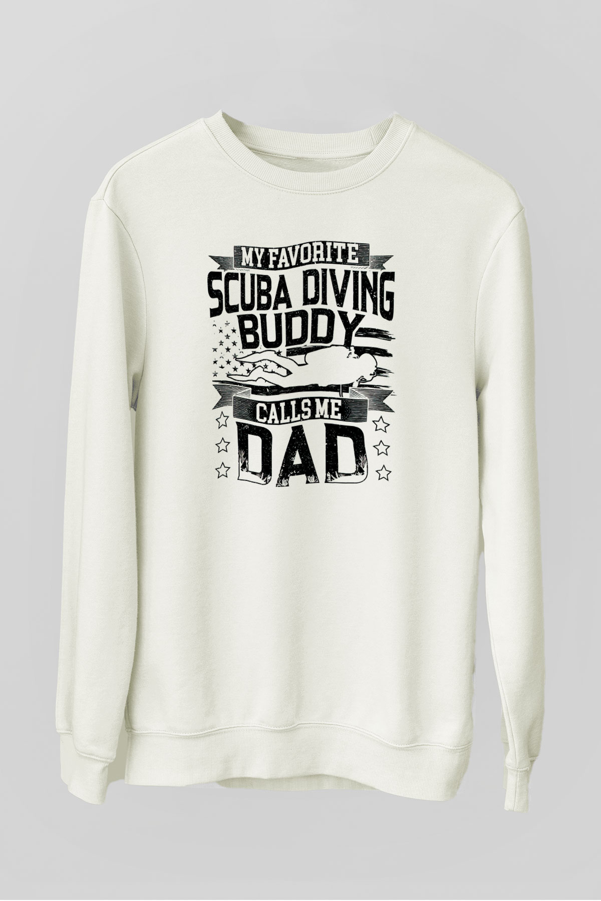Dalgıç Beyaz Unisex Sweatshirt