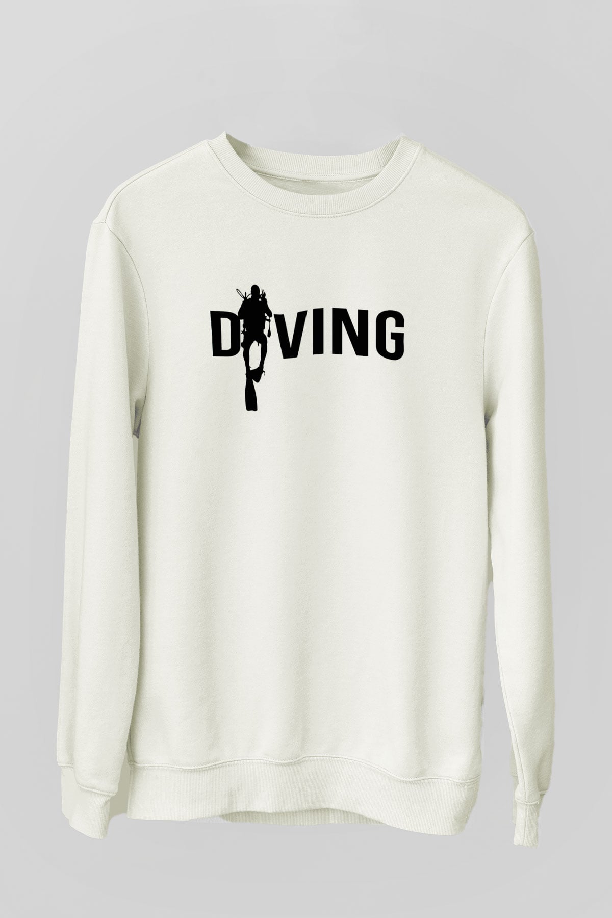 Dalgıç Beyaz Unisex Sweatshirt