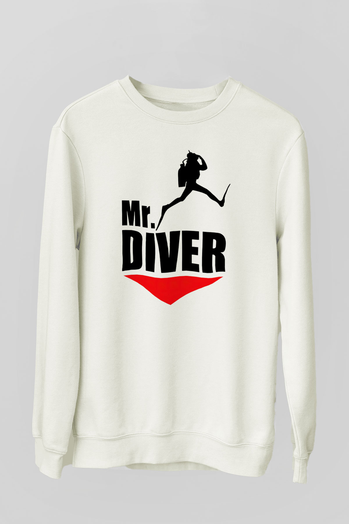 Dalgıç Beyaz Unisex Sweatshirt