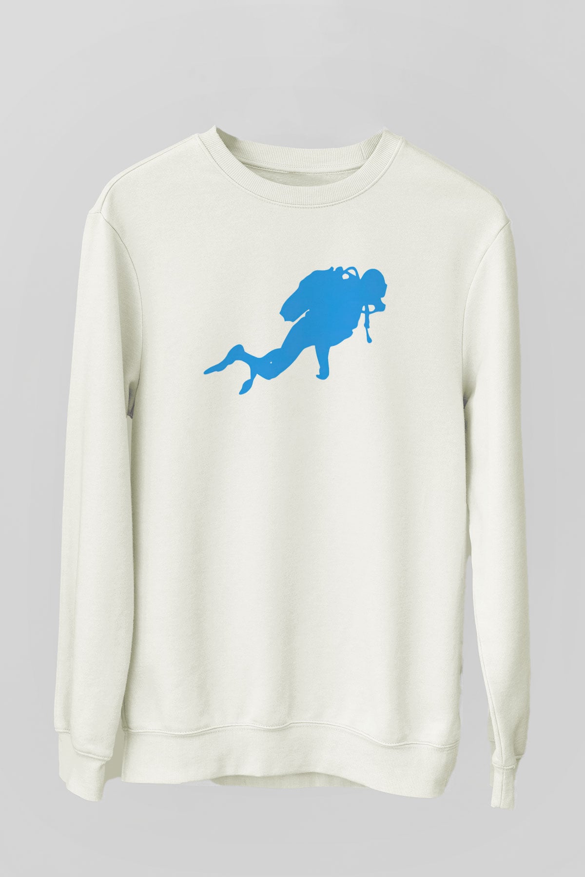 Dalgıç Beyaz Unisex Sweatshirt