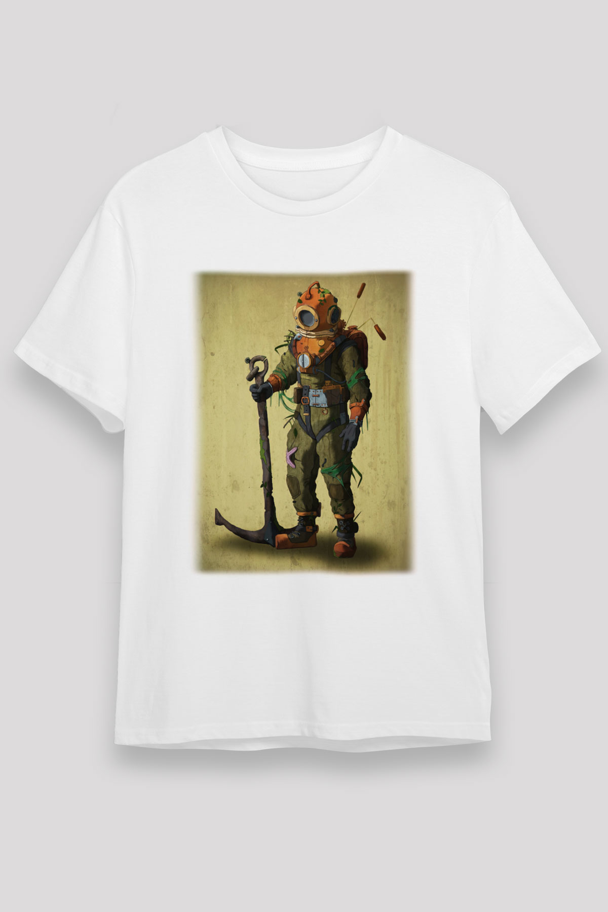 Dalgıç Beyaz Unisex Tişört T-Shirt - TişörtFabrikası