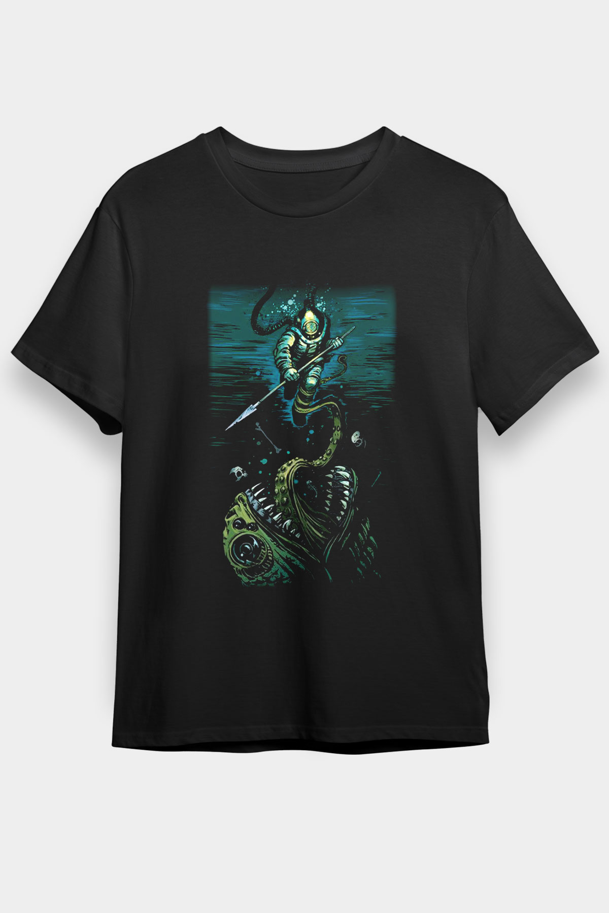 Dalgıç Siyah Unisex Tişört T-Shirt - TişörtFabrikası