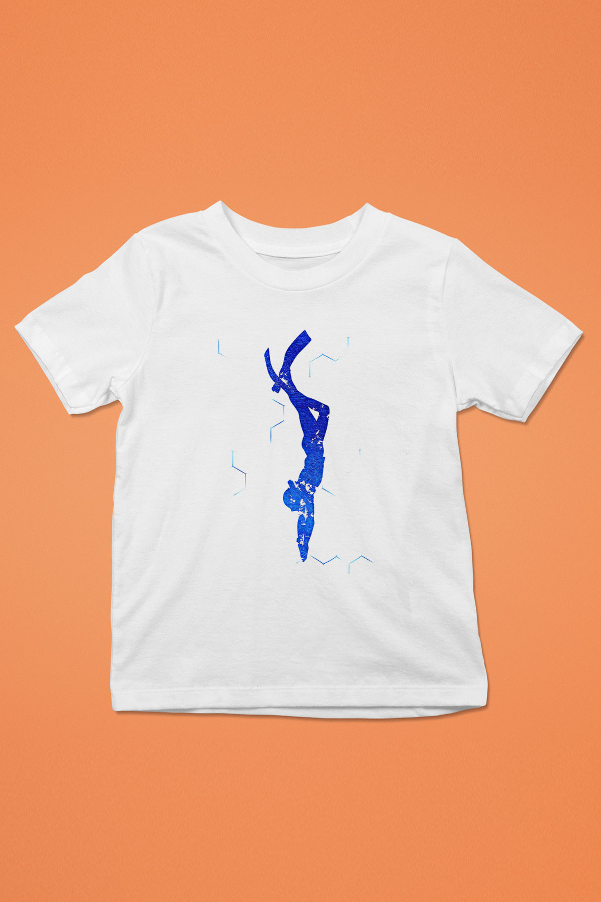 Dalgıçlık Baskılı Unisex Beyaz Çocuk Tişört - Tshirt