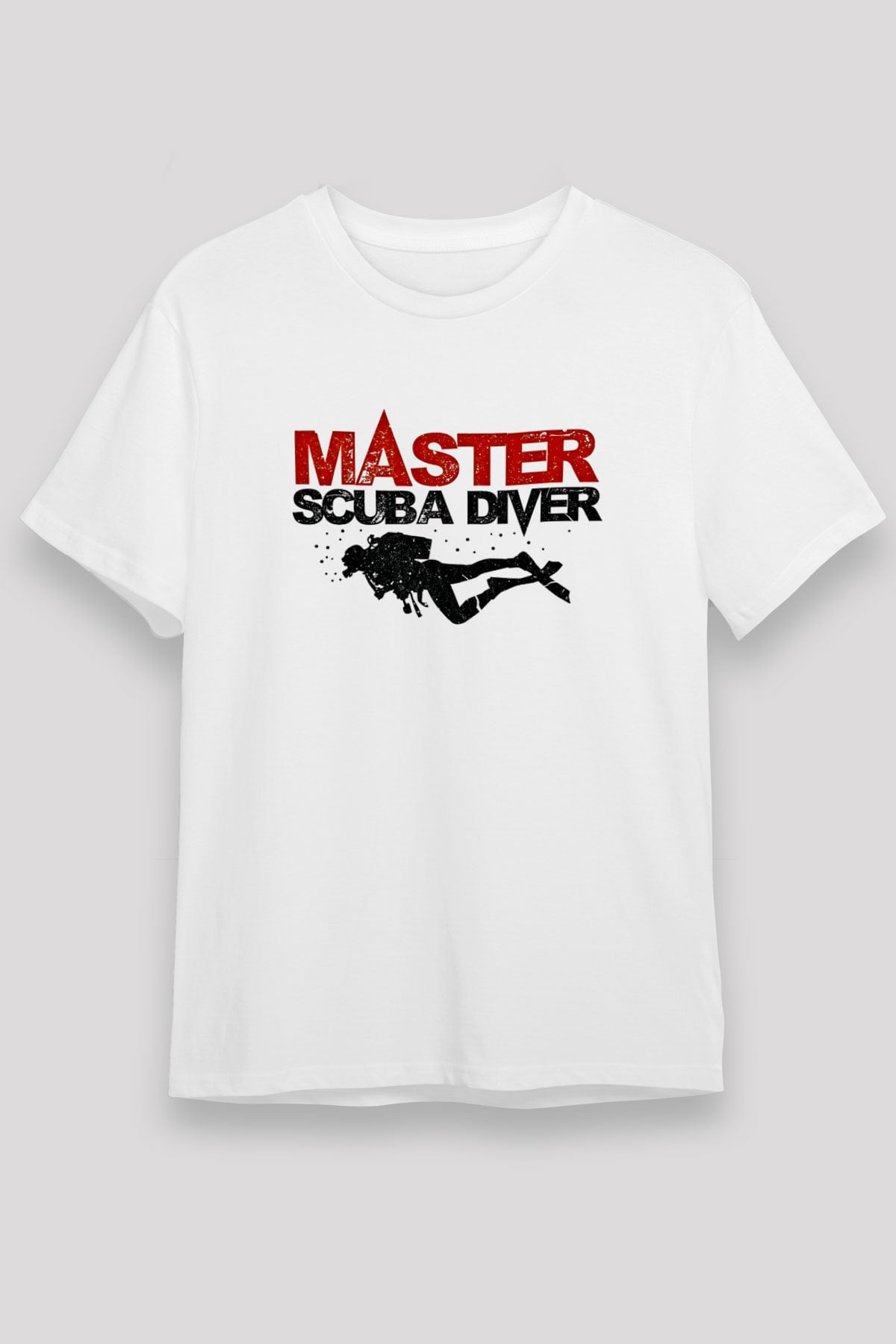 Dalgıçlık Baskılı Unisex Beyaz Tişört - Tshirt