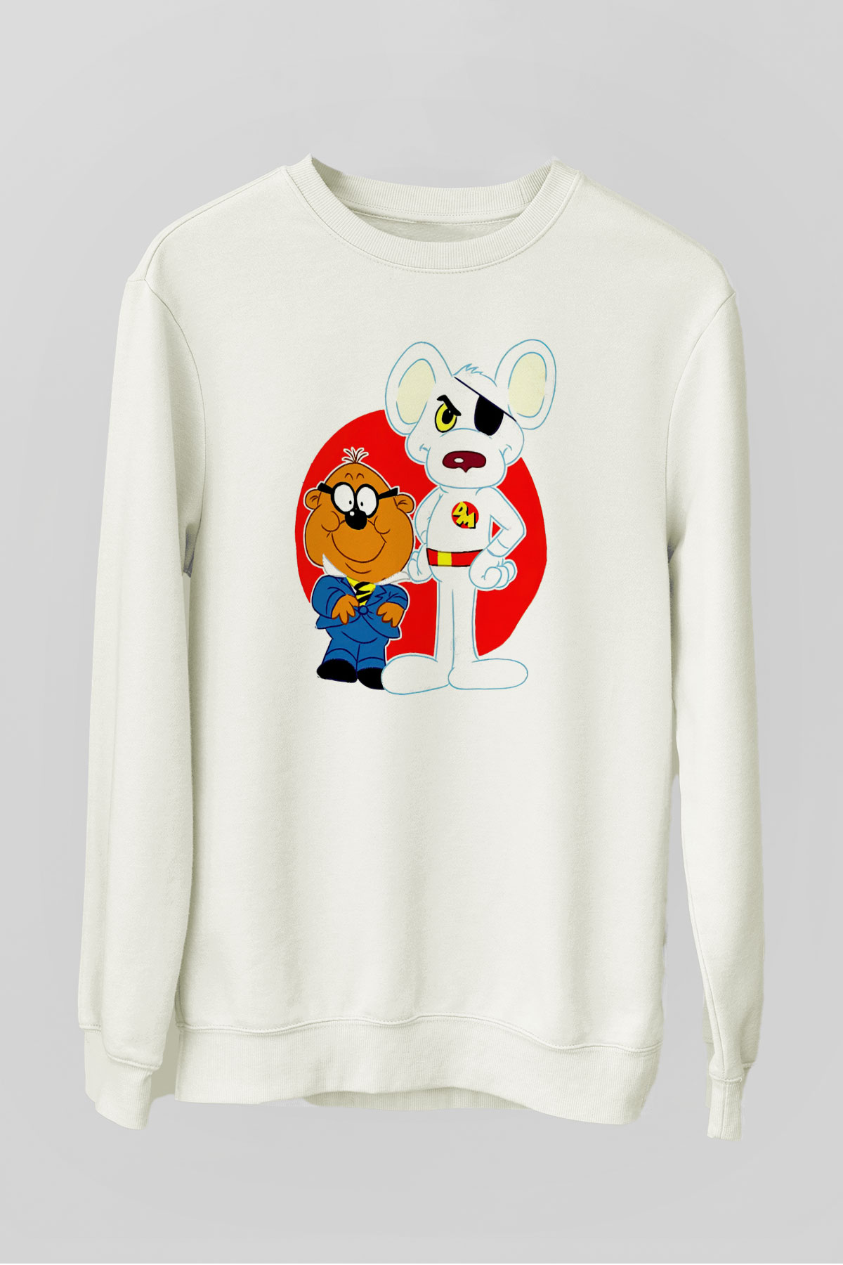 Danger Mouse Beyaz Unisex  Sweatshirt