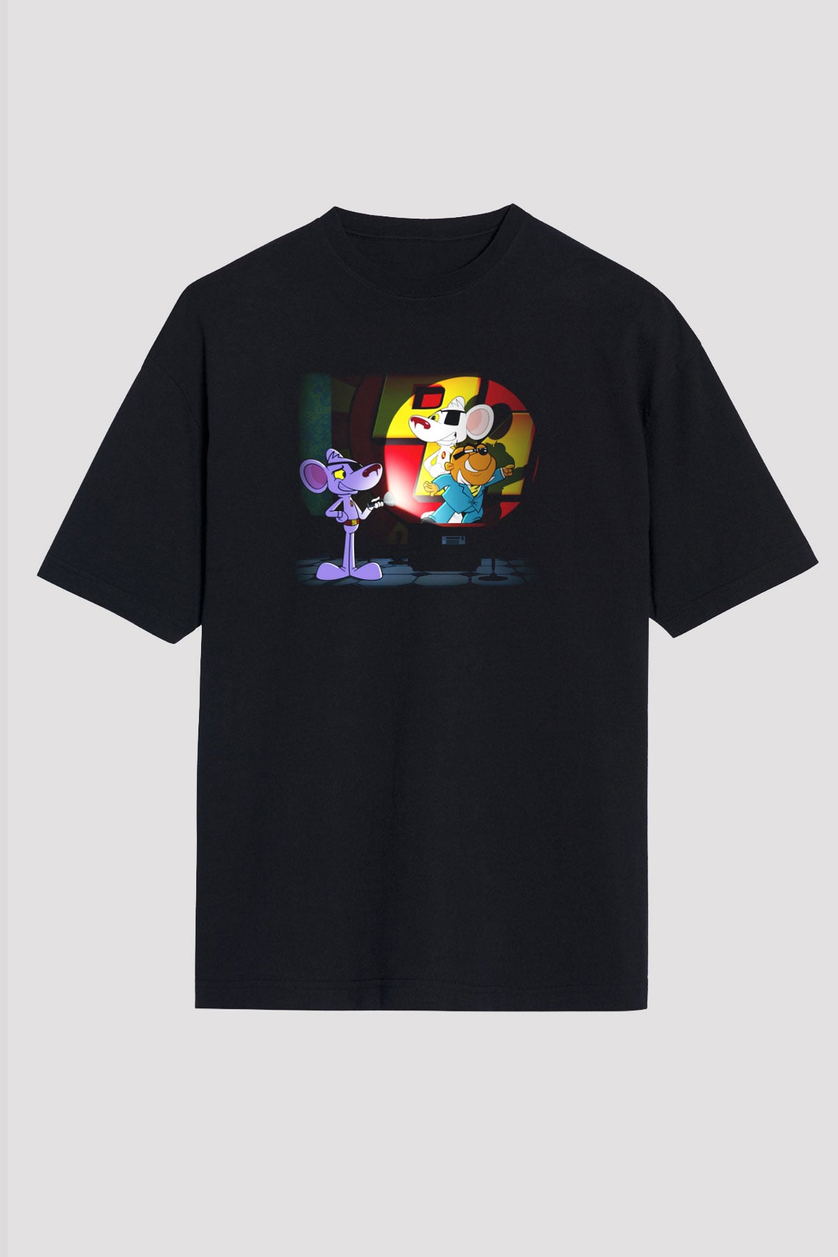 Danger Mouse Siyah Unisex Oversize Tişört