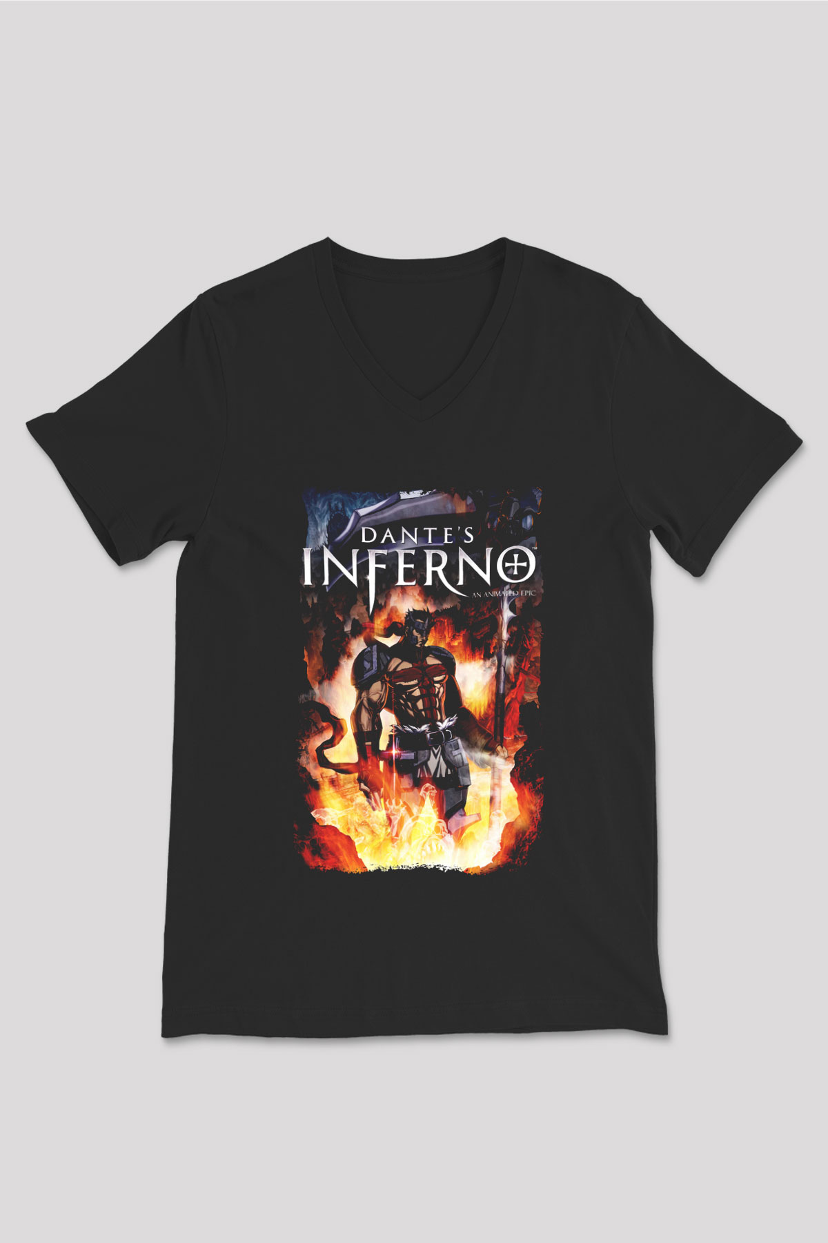 Dante's Inferno Siyah Unisex V Yaka Tişört