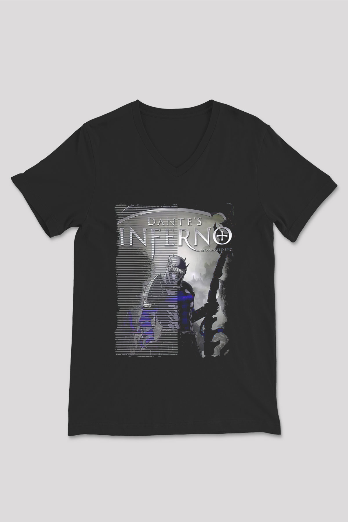 Dante's Inferno Siyah Unisex V Yaka Tişört