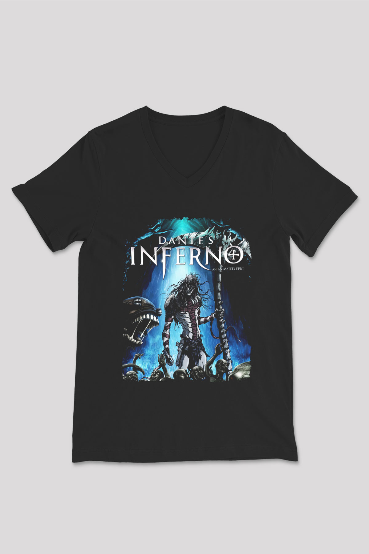 Dante's Inferno Siyah Unisex V Yaka Tişört