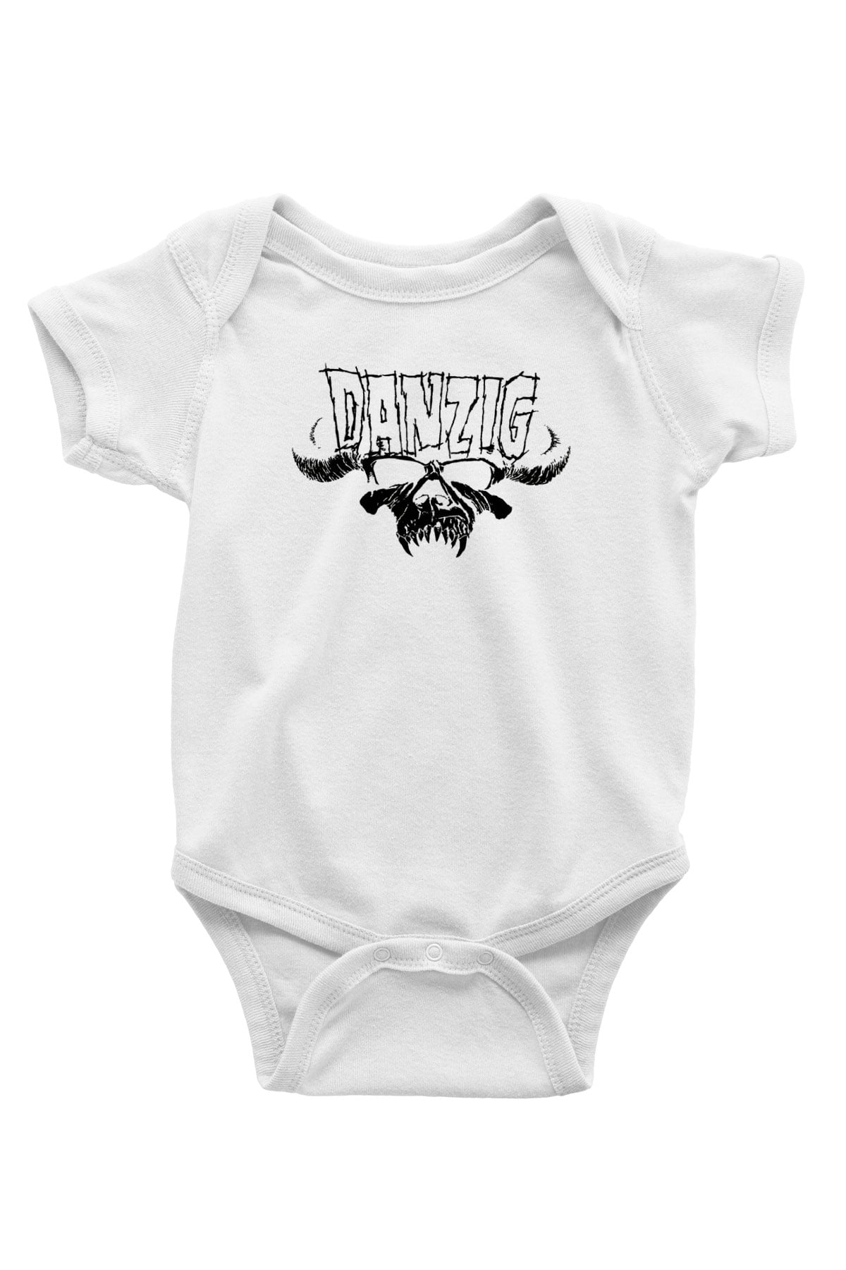 Danzig Baskılı Beyaz Unisex Bebek Body - Zıbın