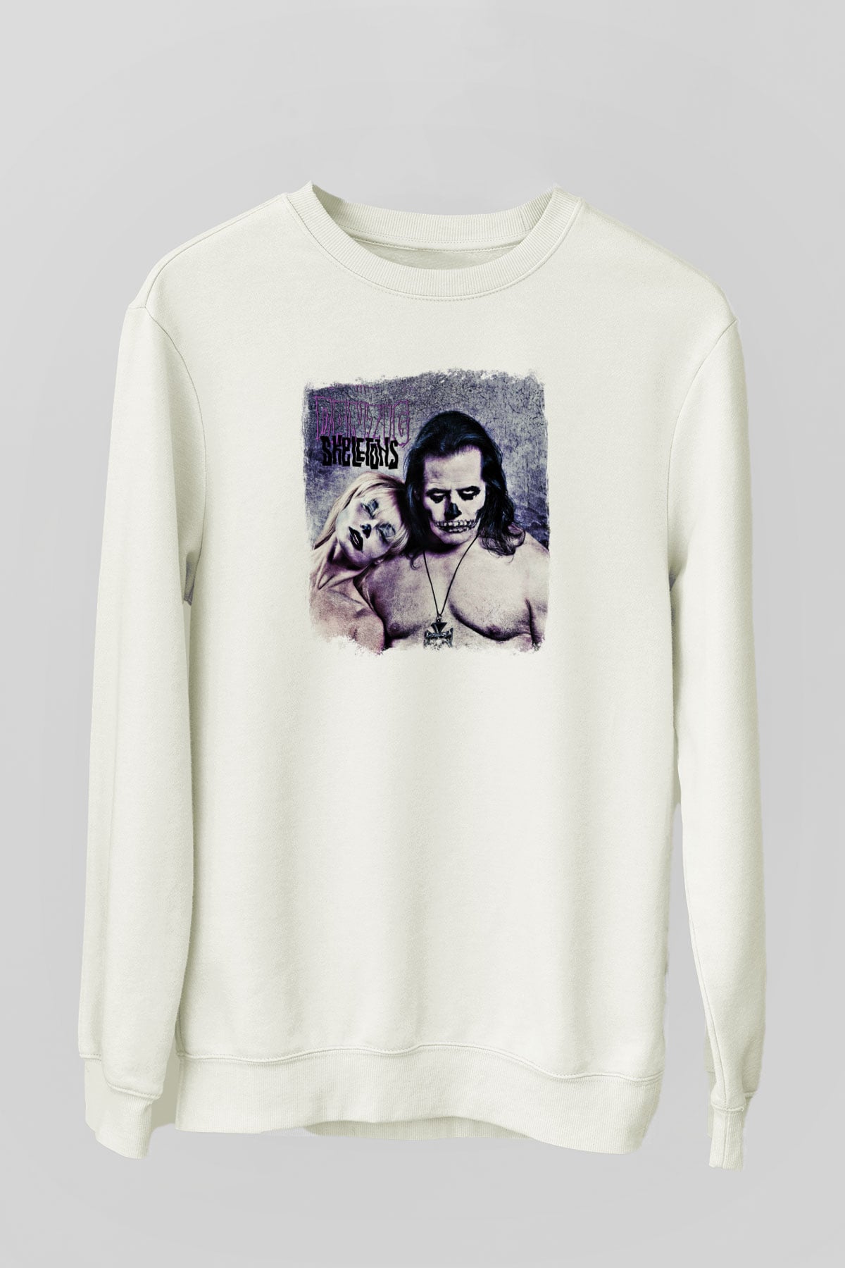 Danzig Baskılı Unisex Beyaz Sweatshirt