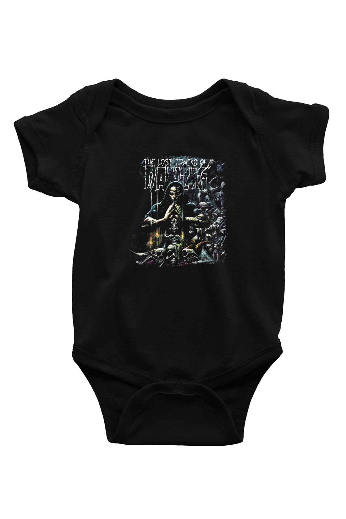 Danzig Baskılı Unisex Siyah Bebek Body - Zıbın