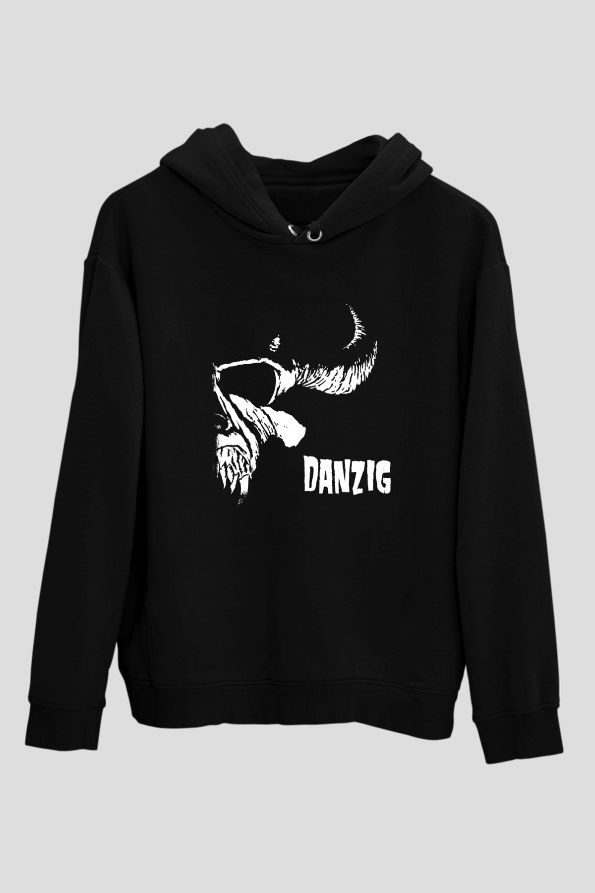 Danzig Baskılı Unisex Siyah Hoodie