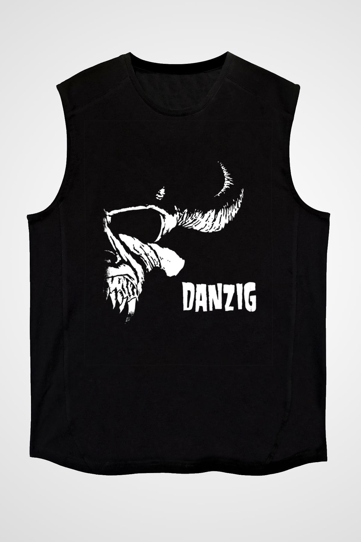 Danzig Baskılı Unisex Siyah Kolsuz Tişört