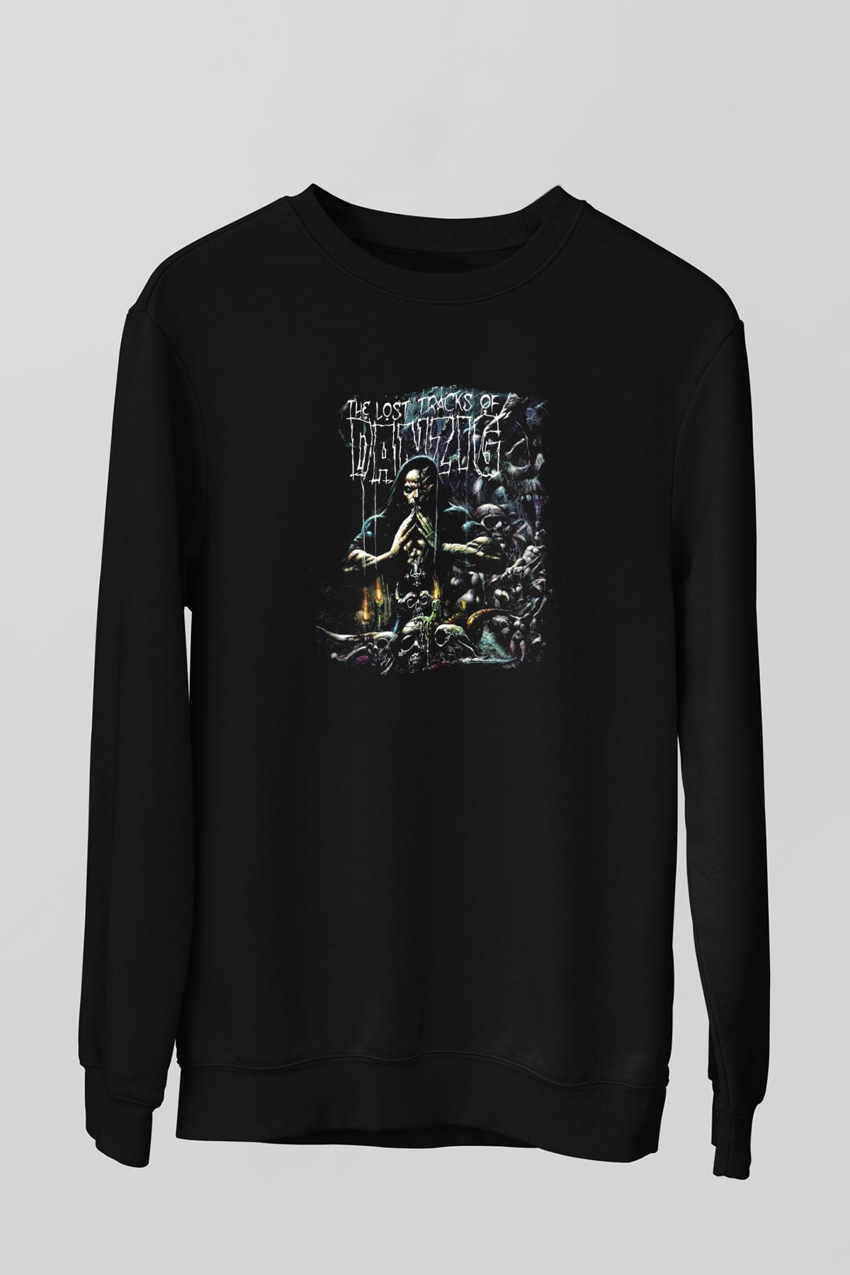 Danzig Baskılı Unisex Siyah Sweatshirt