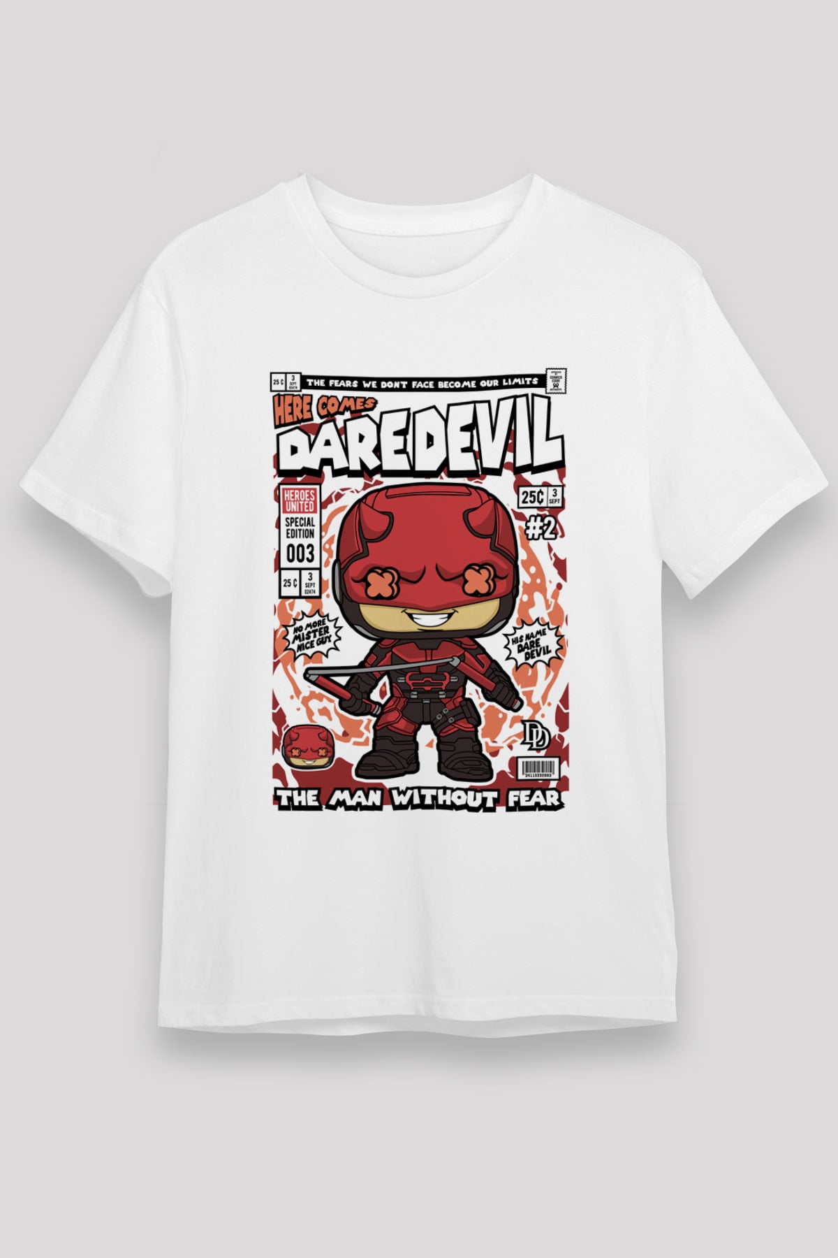 Dare Devil Baskılı Unisex Beyaz Tişört