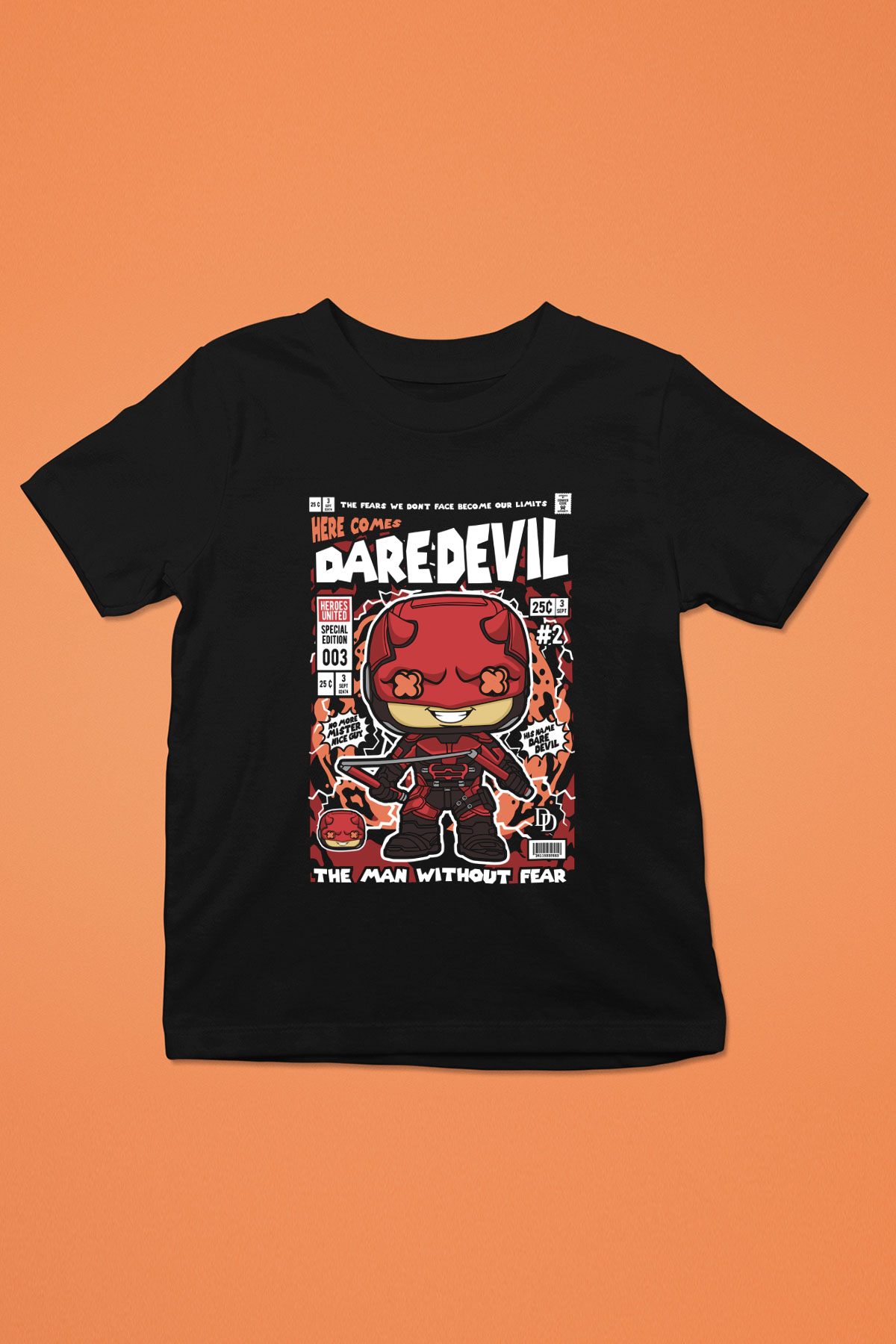 Dare Devil Baskılı Unisex Siyah Çocuk Tişört