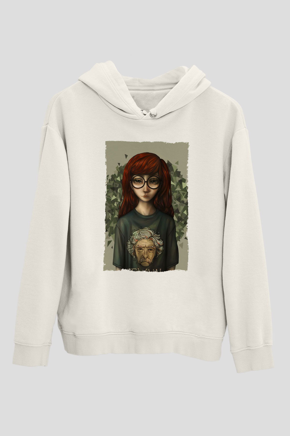 Daria Beyaz Unisex Kapşonlu Sweatshirt