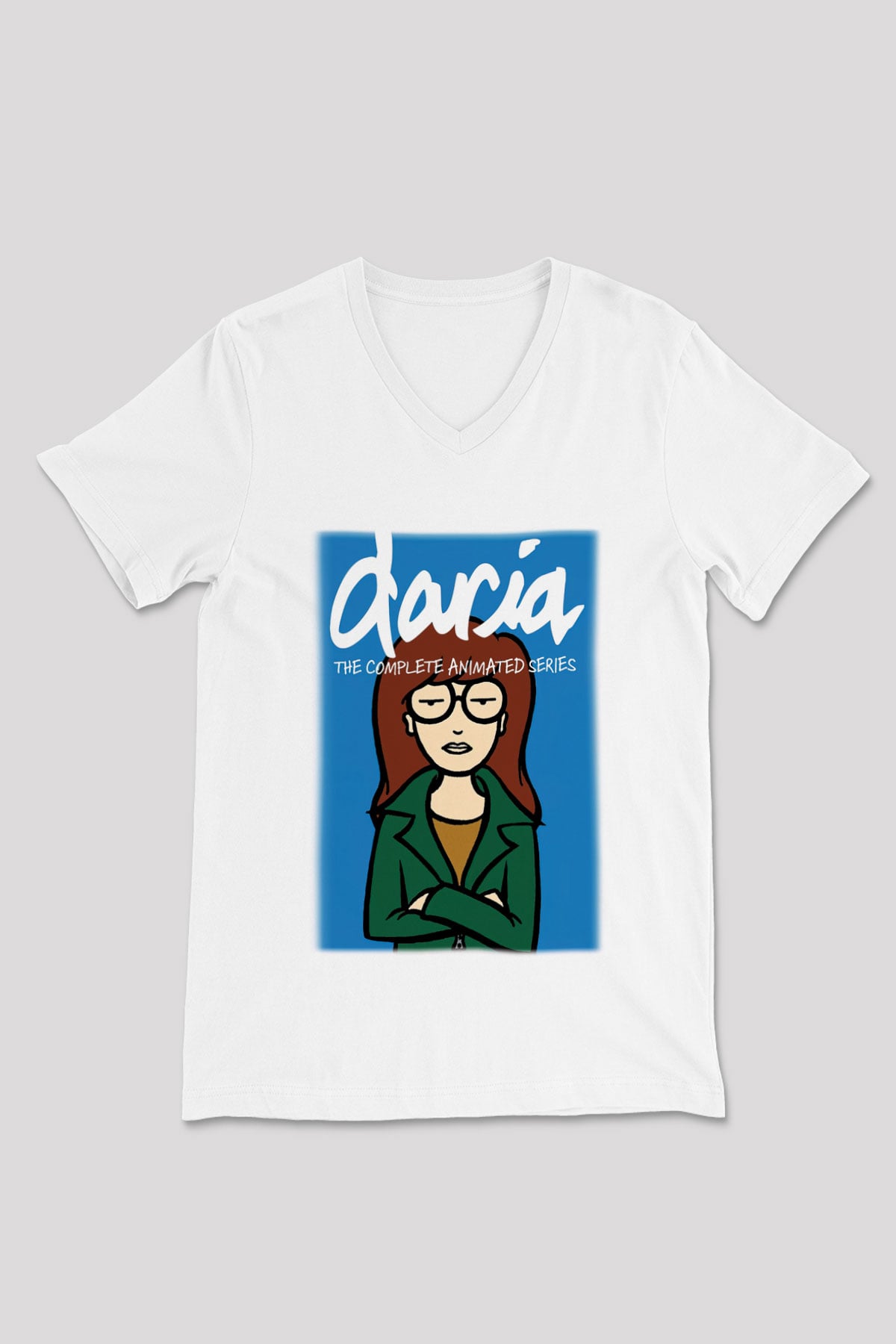 Daria Beyaz Unisex V Yaka Tişört T-Shirt