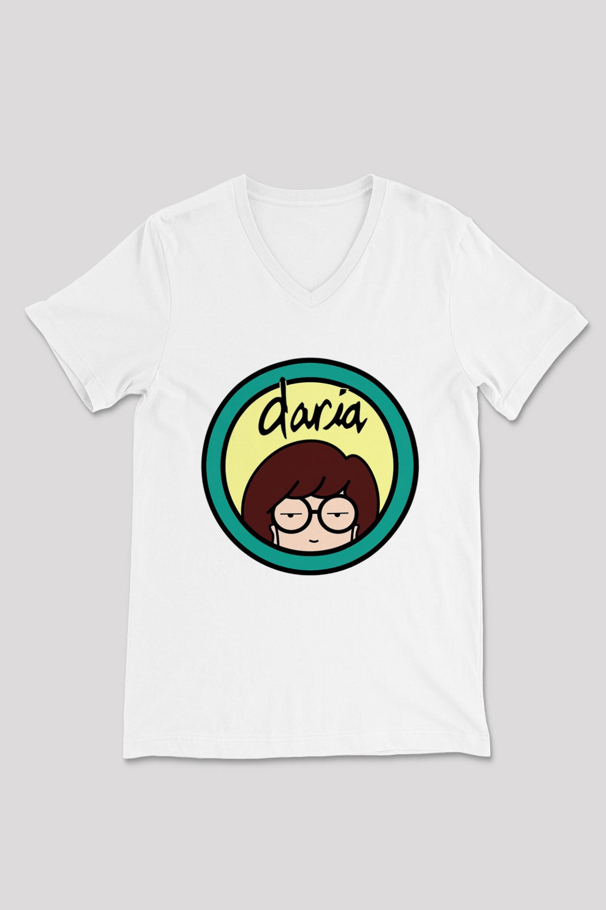 Daria Beyaz Unisex V Yaka Tişört T-Shirt