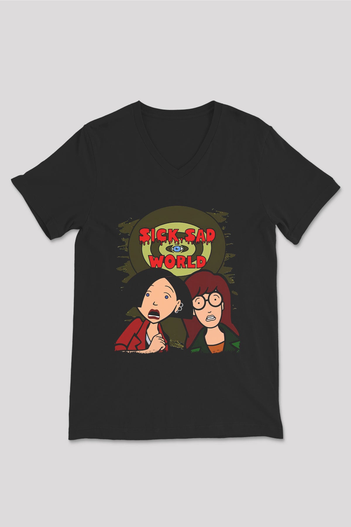 Daria Siyah Unisex V Yaka Tişört