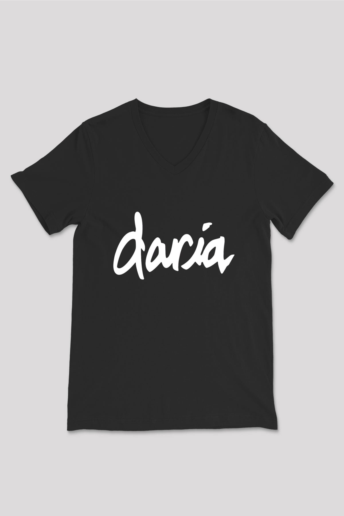 Daria Siyah Unisex V Yaka Tişört T-Shirt