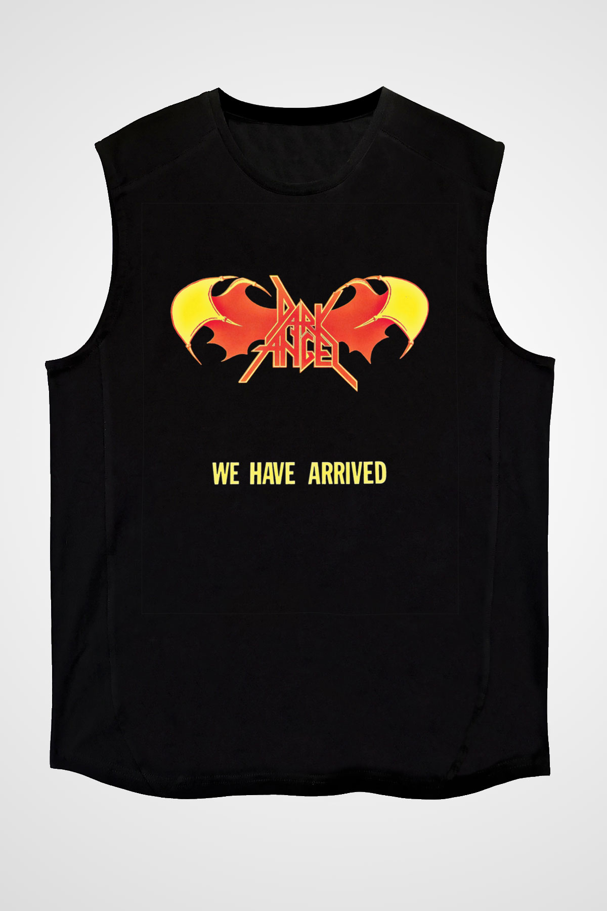 Dark Angel Baskılı Unisex Siyah Kolsuz Tişört