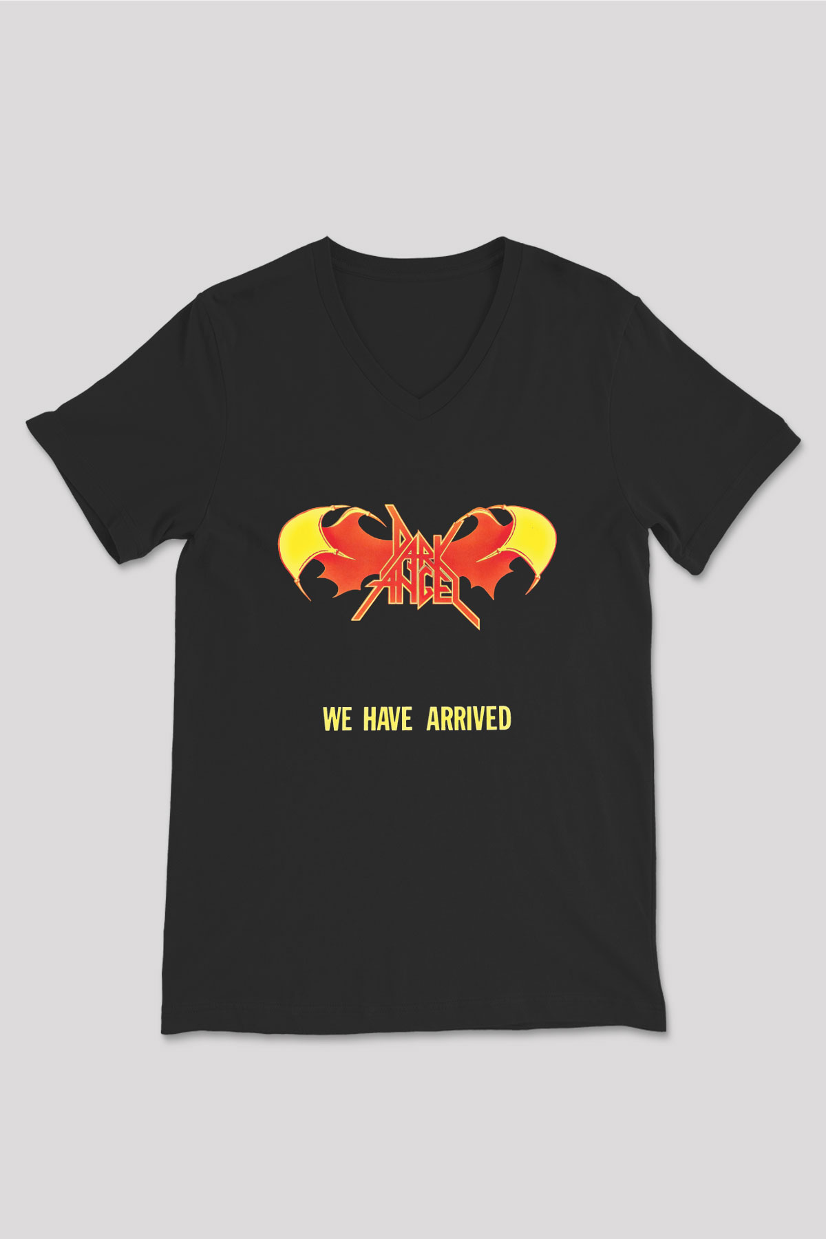 Dark Angel Baskılı Unisex Siyah V Yaka Tişört