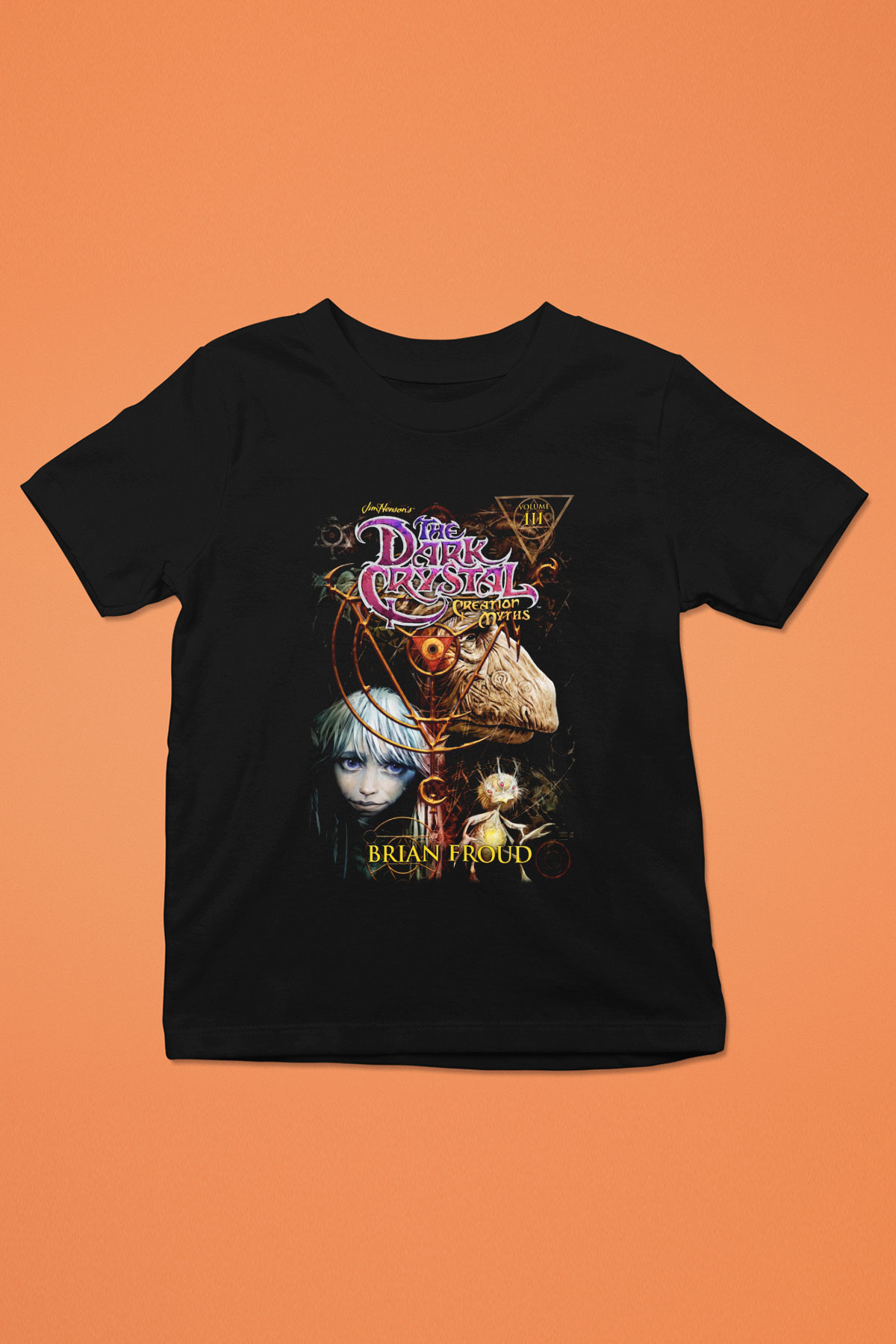 Dark Crystal Baskılı Siyah Unisex Çocuk Tişört