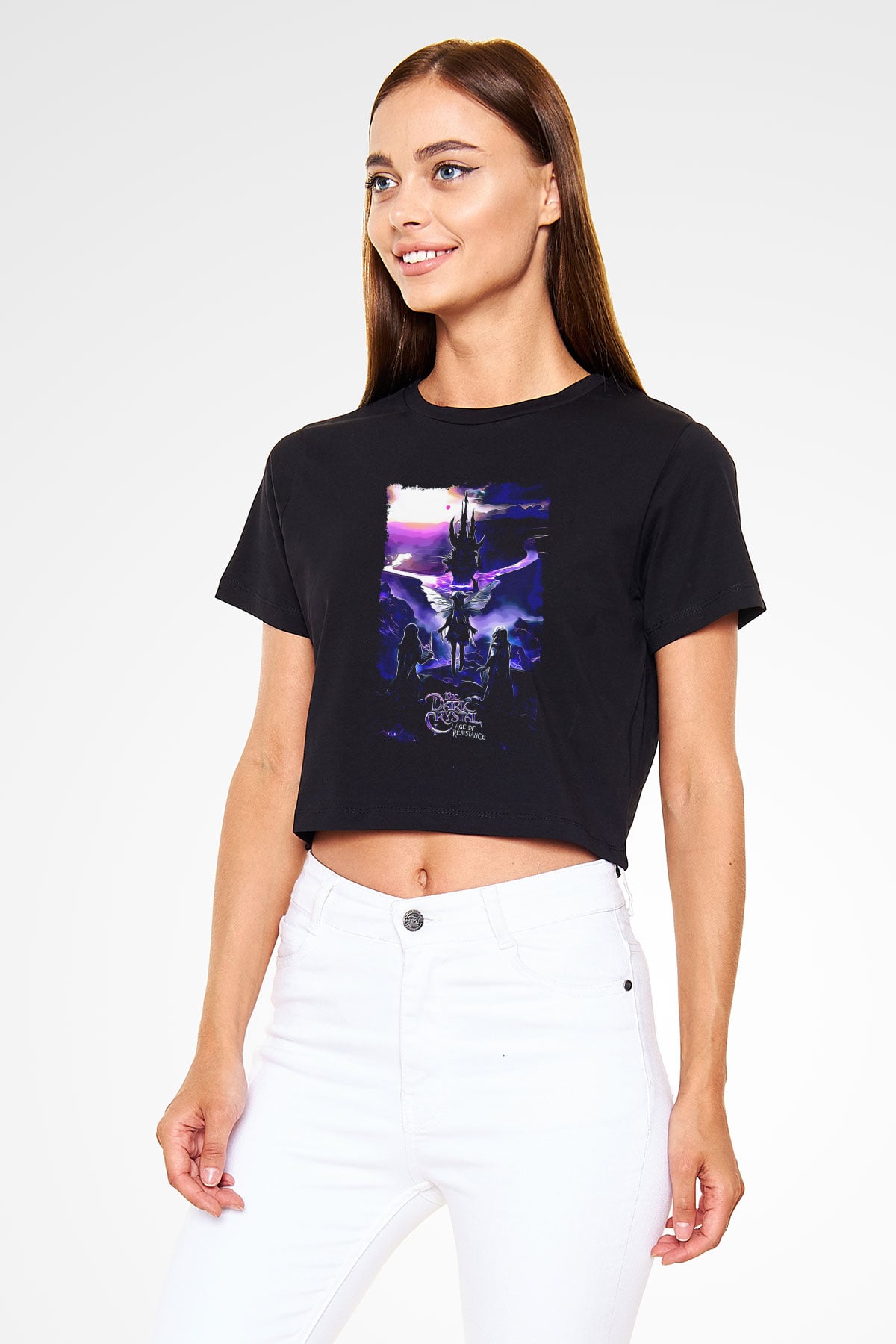 Dark Crystal Siyah   Crop Top Tişört