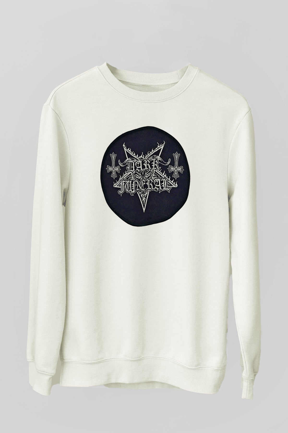Dark Funeral Baskılı Beyaz Unisex Sweatshirt