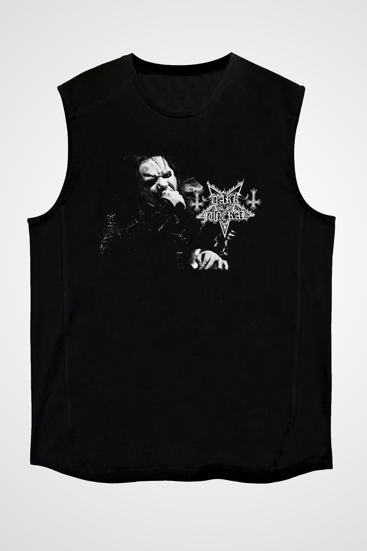 Dark Funeral Baskılı Unisex Siyah Kolsuz Tişört - Tshirt