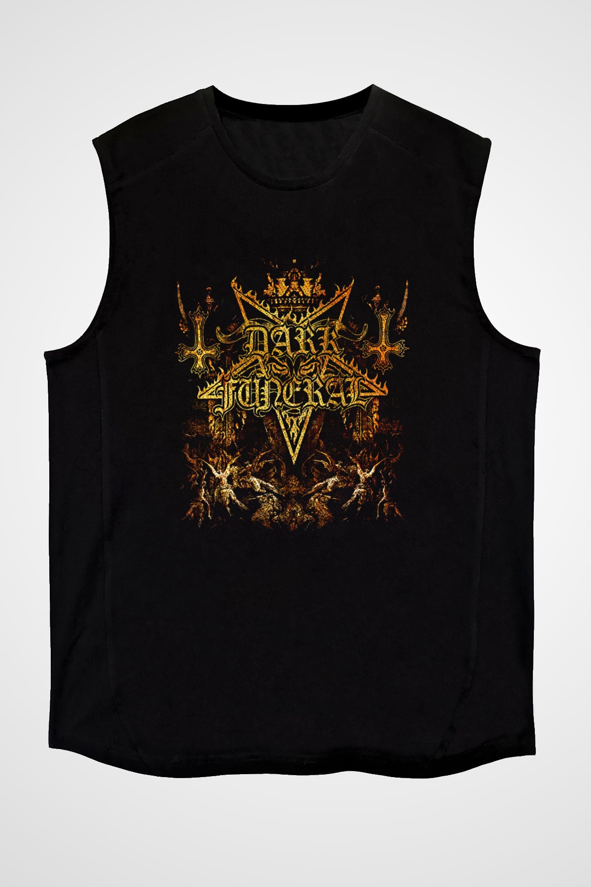 Dark Funeral Baskılı Unisex Siyah Kolsuz Tişört - Tshirt