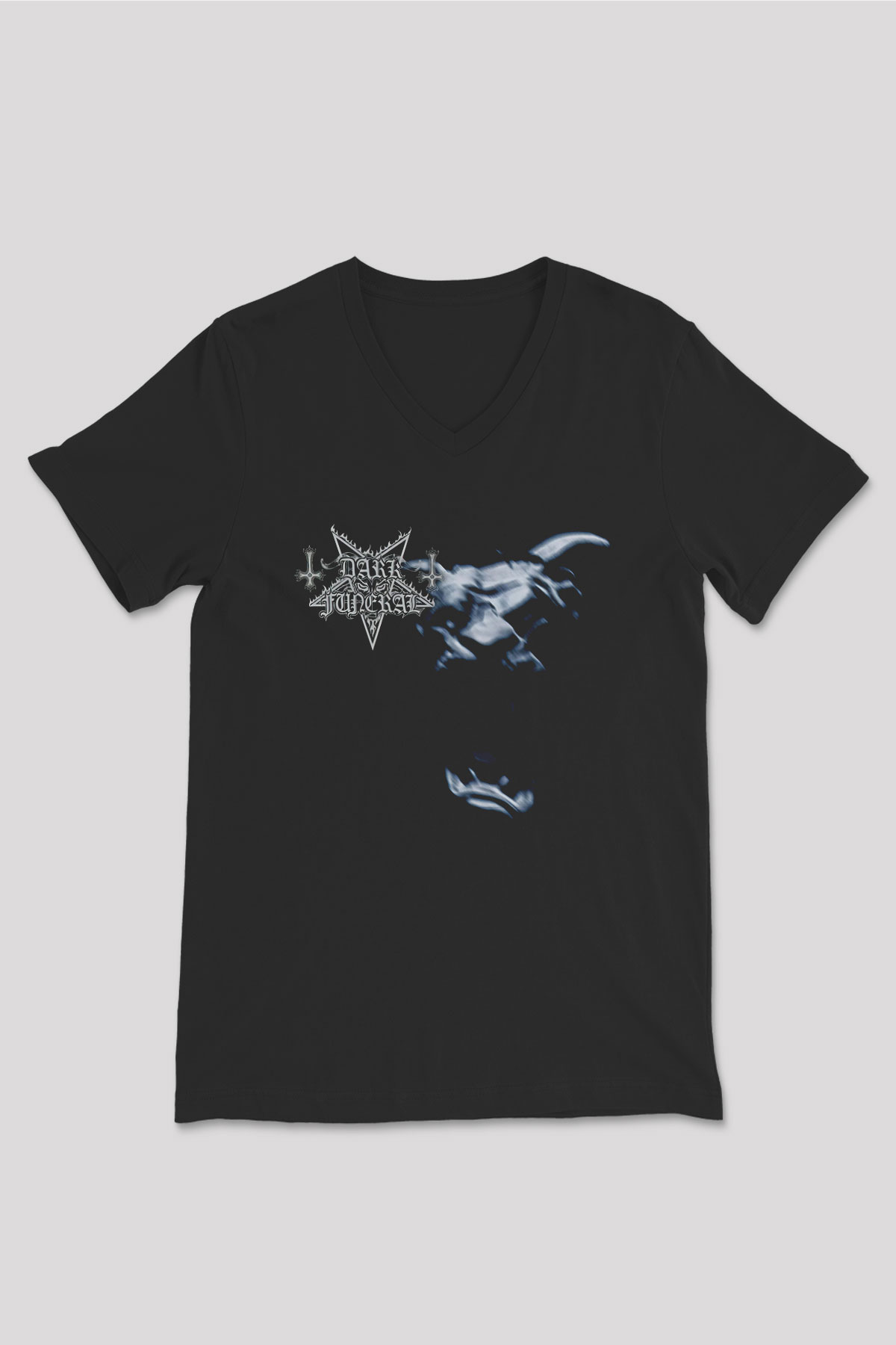 Dark Funeral Baskılı Unisex Siyah V Yaka Tişört - Tshirt