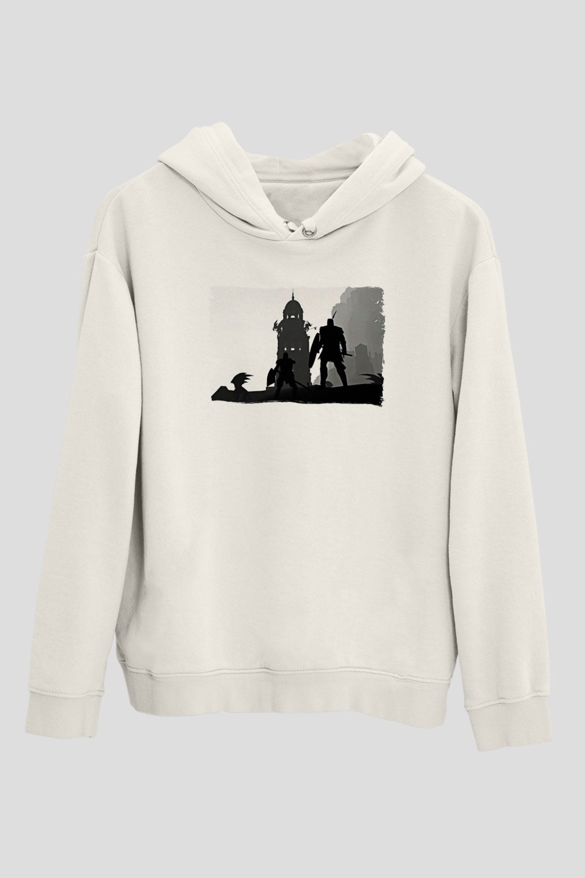 Dark Souls Baskılı Beyaz Unisex Kapüşonlu Sweatshirt