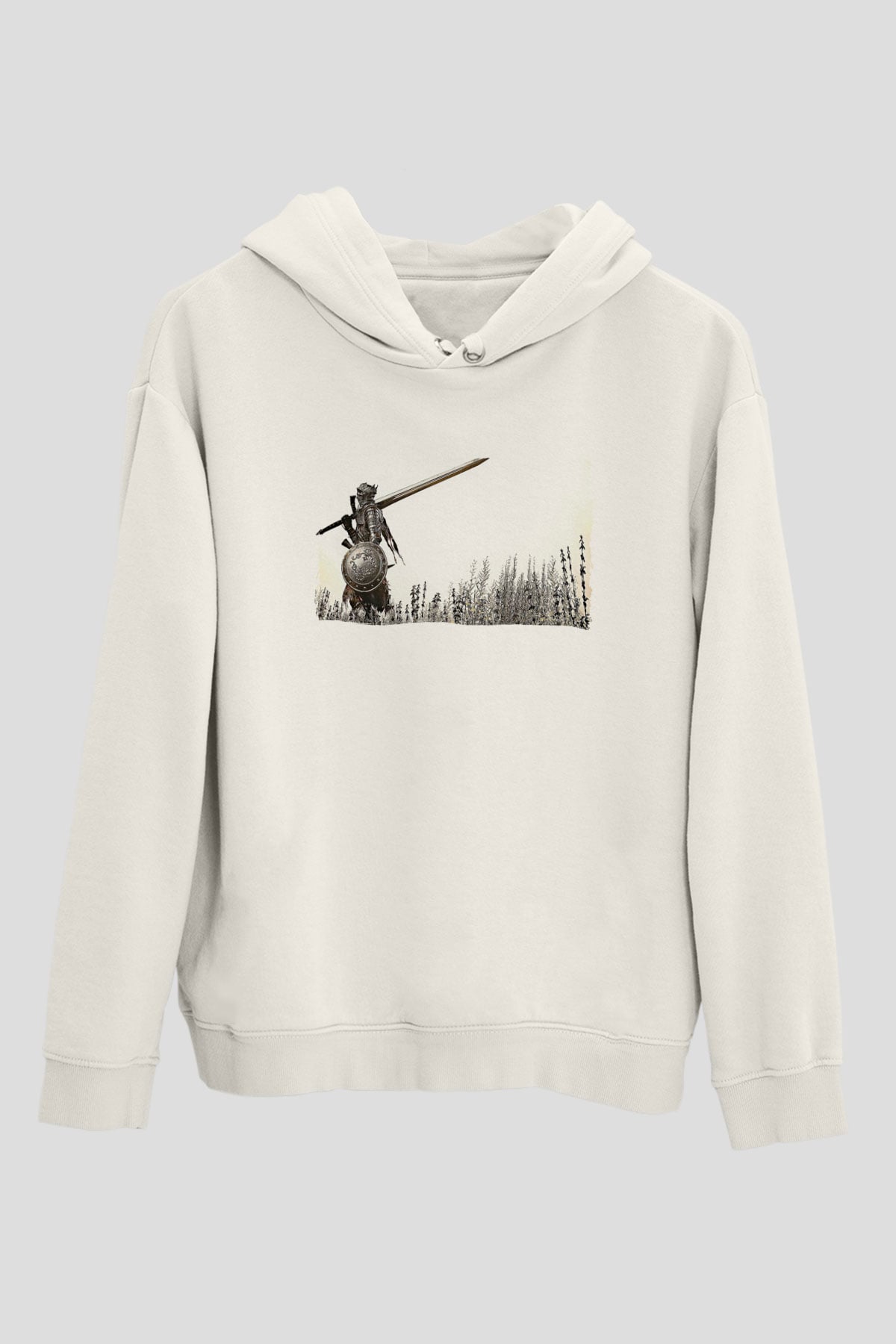 Dark Souls Baskılı Beyaz Unisex Kapüşonlu Sweatshirt