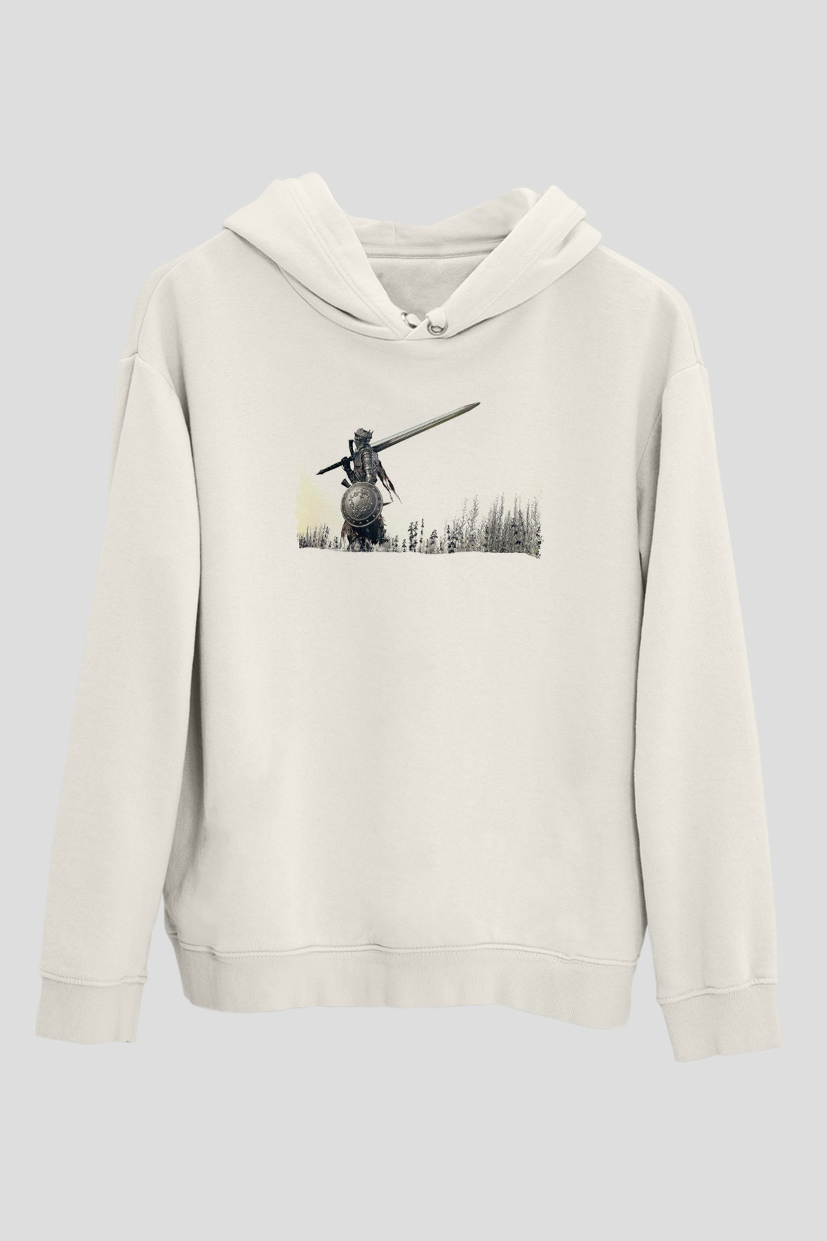 Dark Souls Baskılı Beyaz Unisex Kapüşonlu Sweatshirt