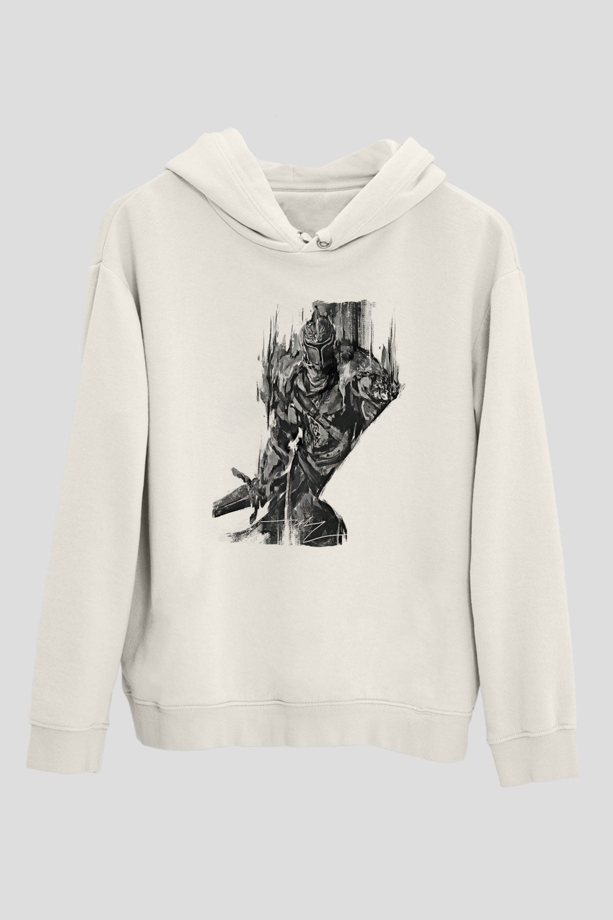 Dark Souls Baskılı Beyaz Unisex Kapüşonlu Sweatshirt