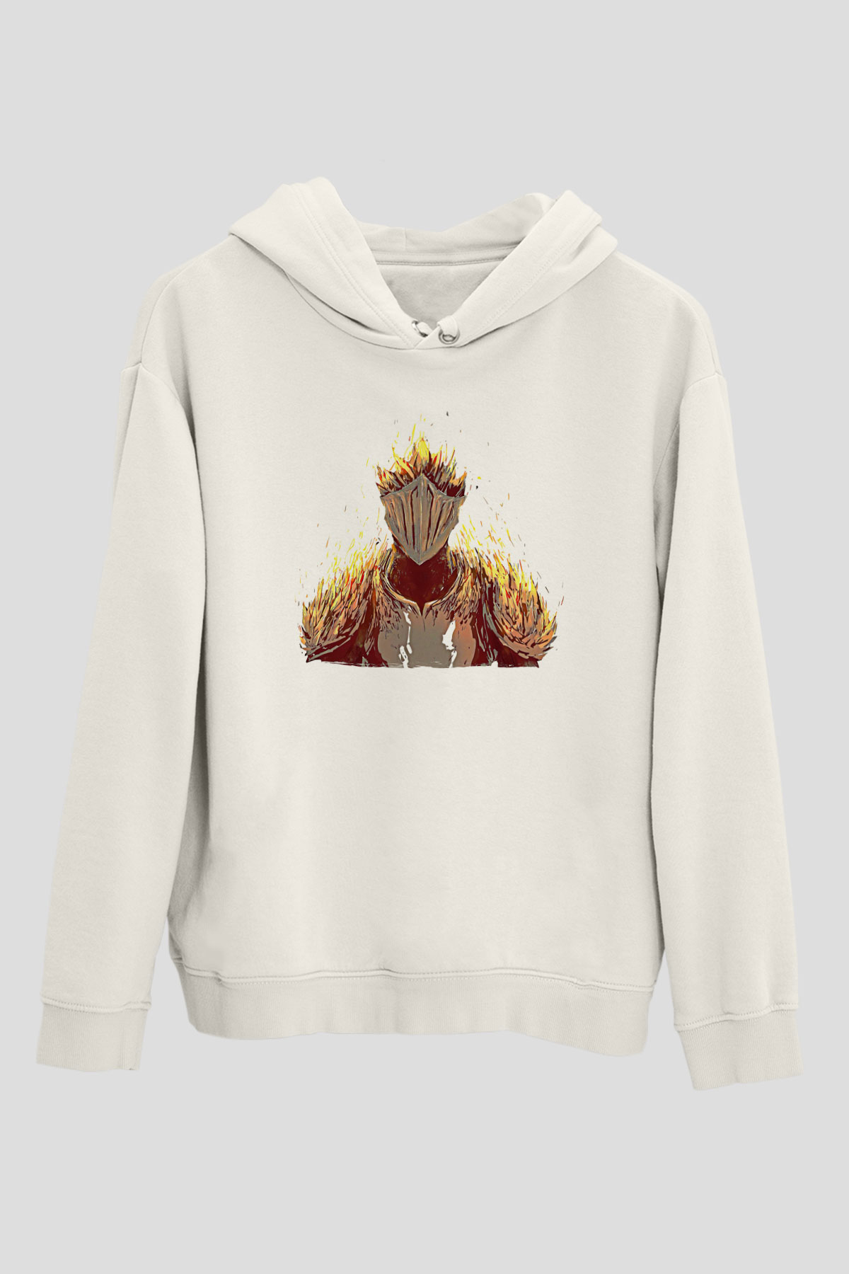 Dark Souls Baskılı Beyaz Unisex Kapüşonlu Sweatshirt